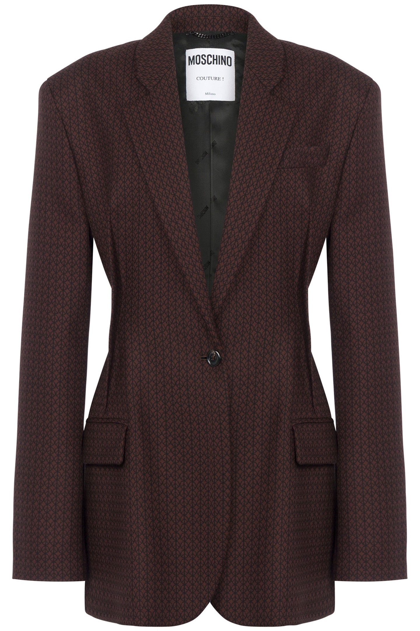 PEACE JACQUARD WOOL JACKET BROWN 3