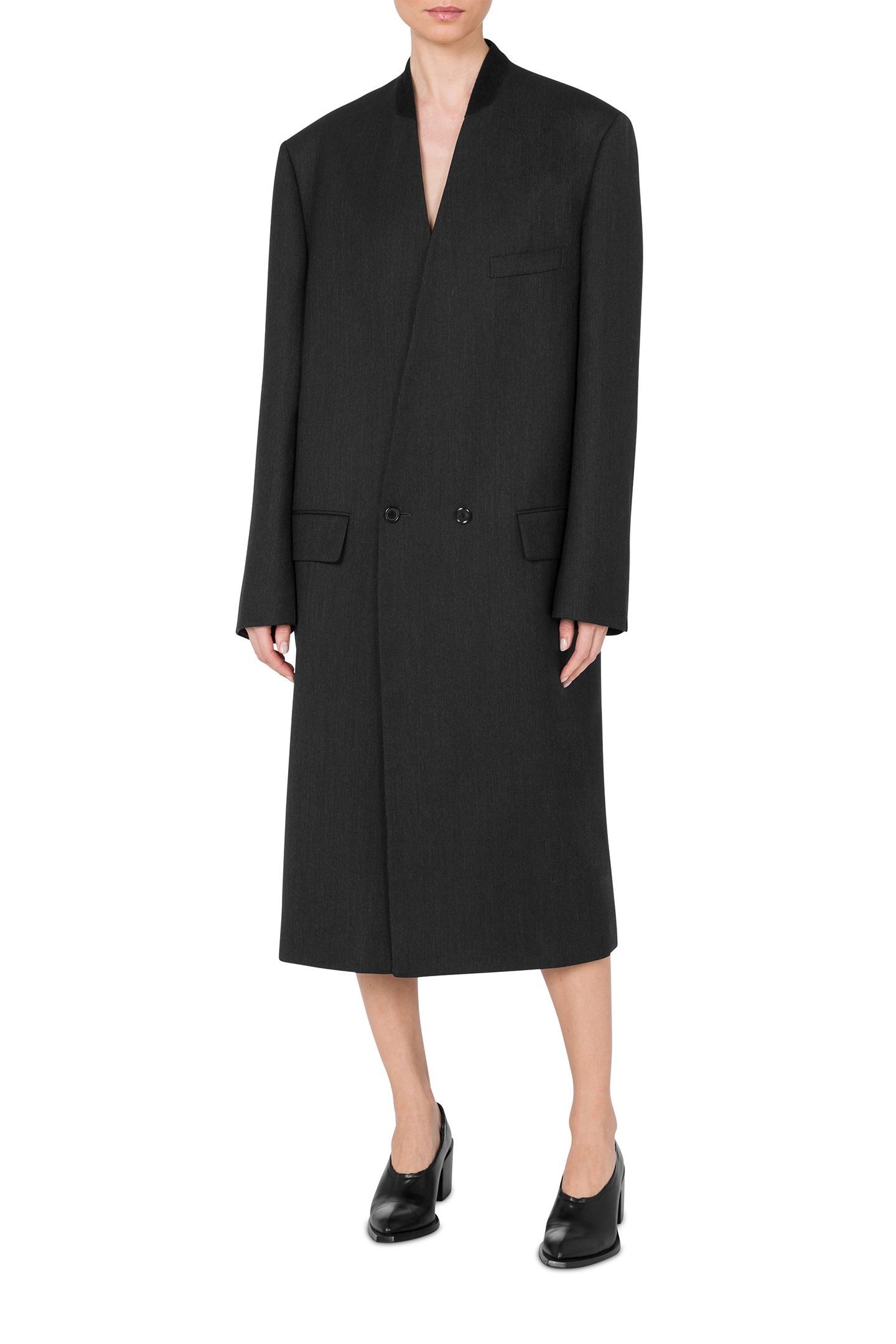 YARN-DYED WOOL CANVAS COAT GREY 1