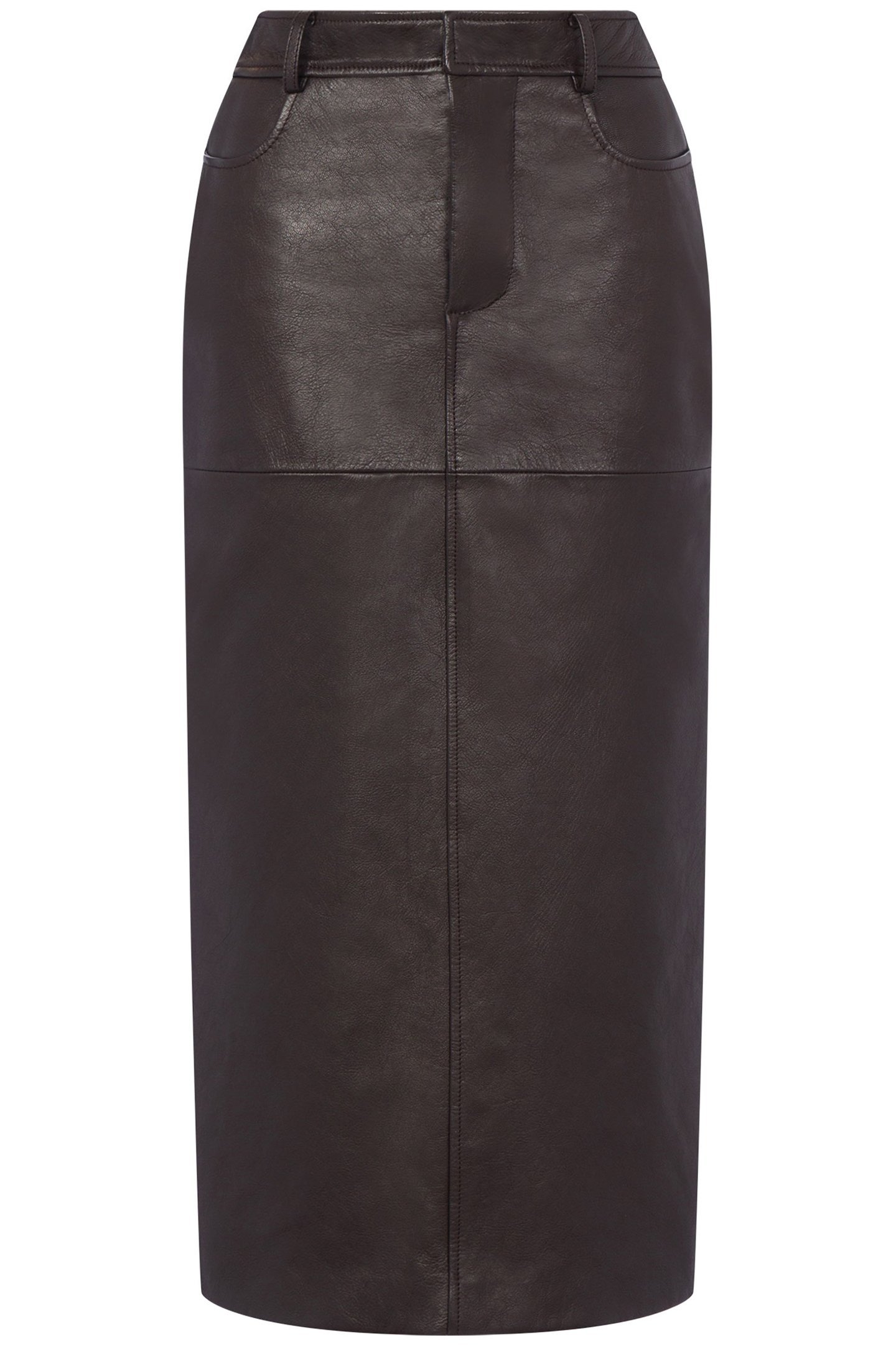 NAPPA LEATHER MIDI SKIRT BROWN 3