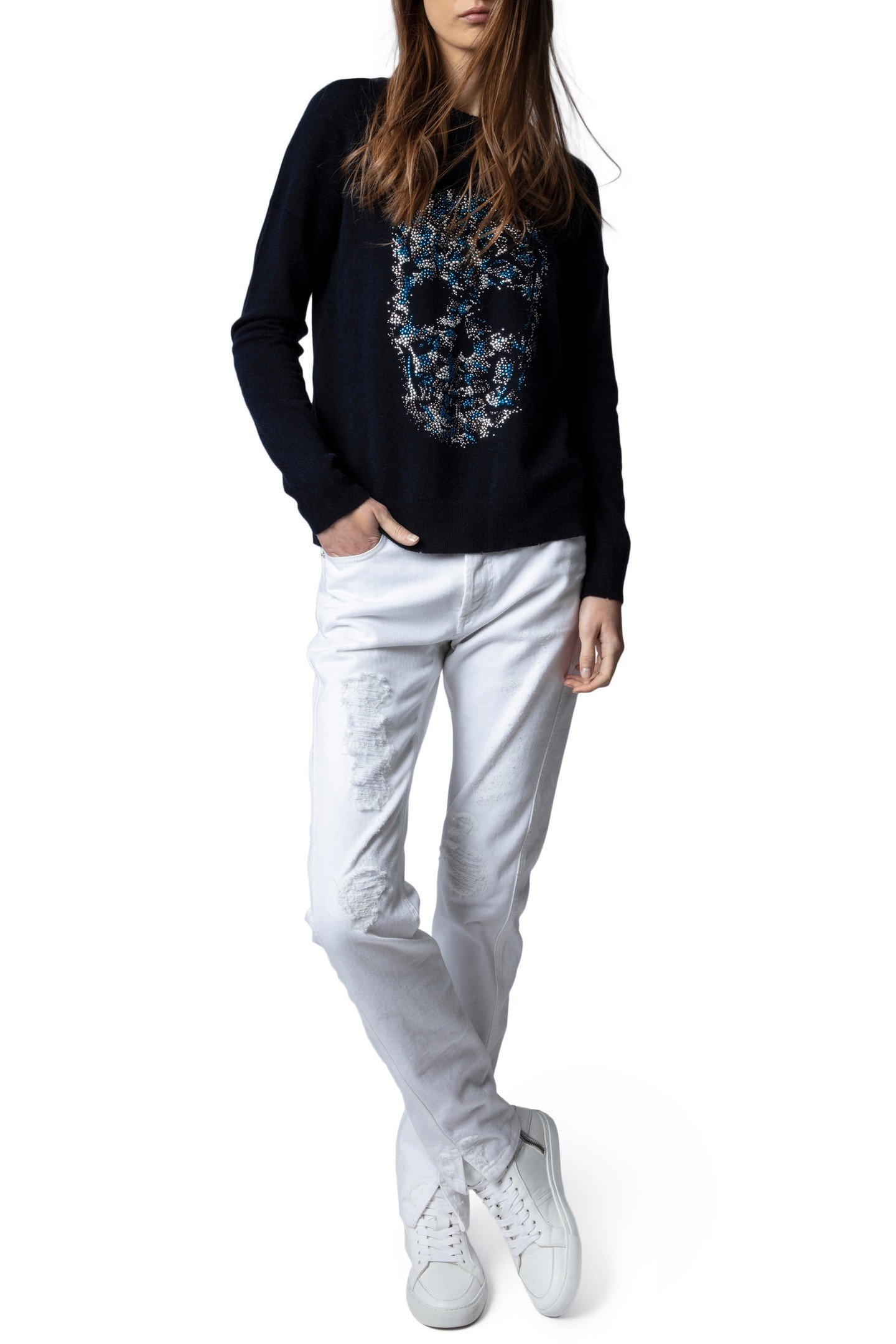 GABY MULTI SKULL STRASS SWEATER NAVY 5