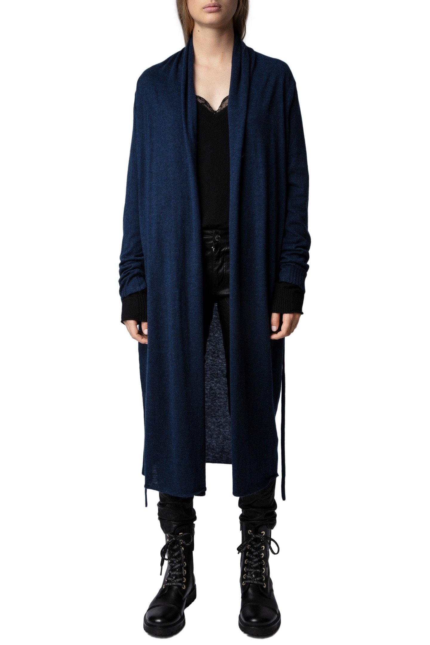 RONA CASHMERE KNIT CARDIGAN ENCRE 1