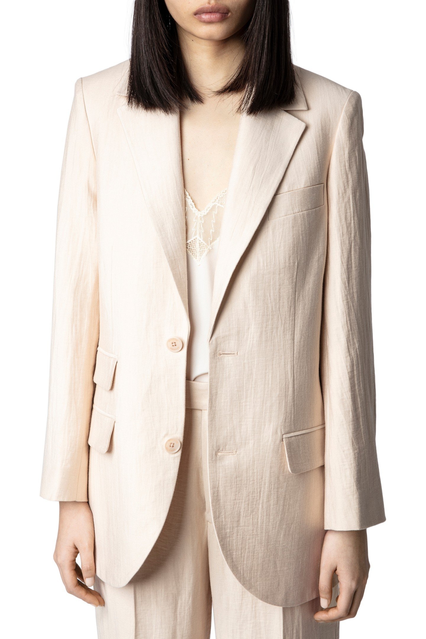 VIOLET TAILLEUR LINEN JACKET POUDRE 1