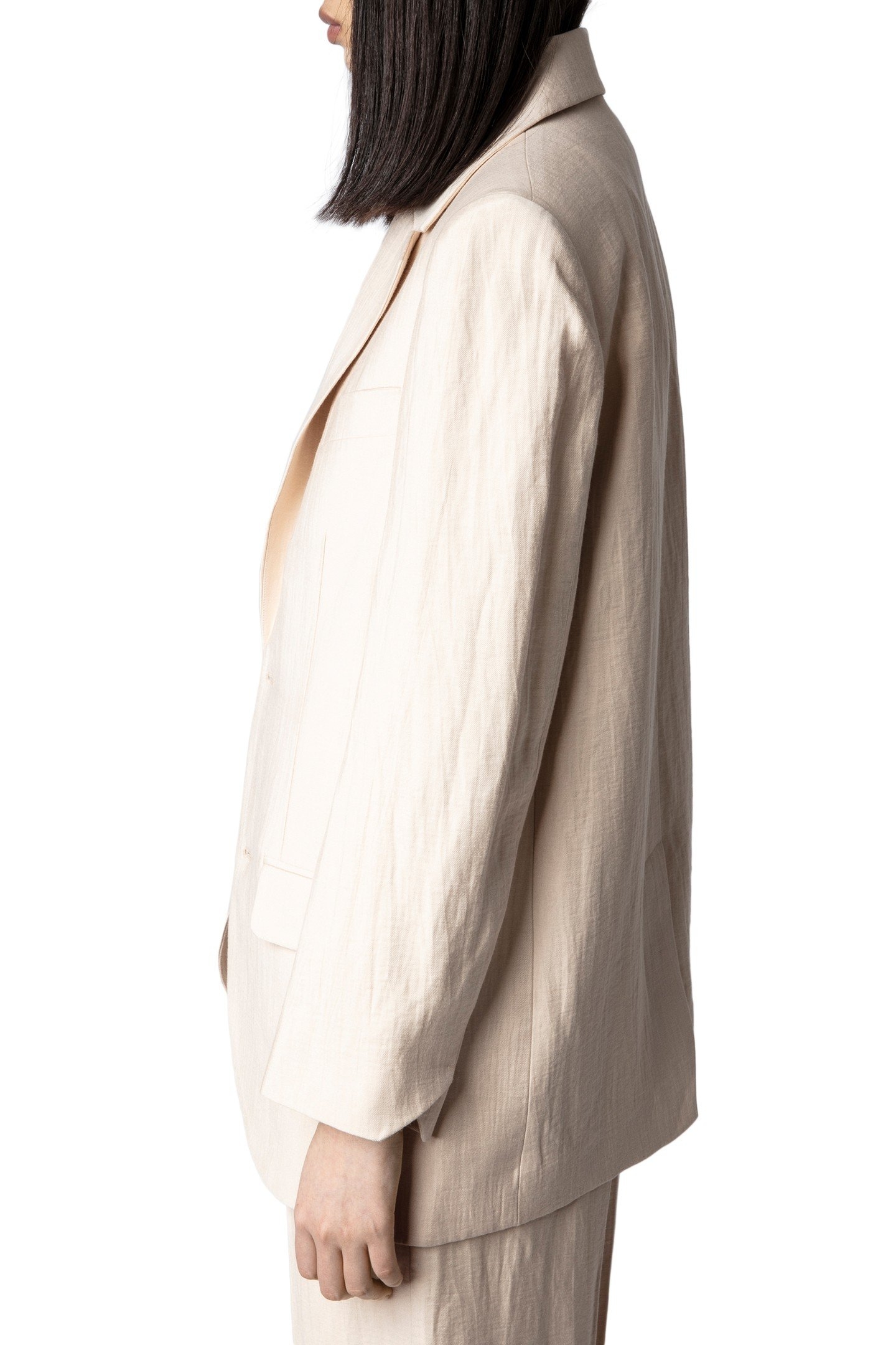 VIOLET TAILLEUR LINEN JACKET POUDRE 2