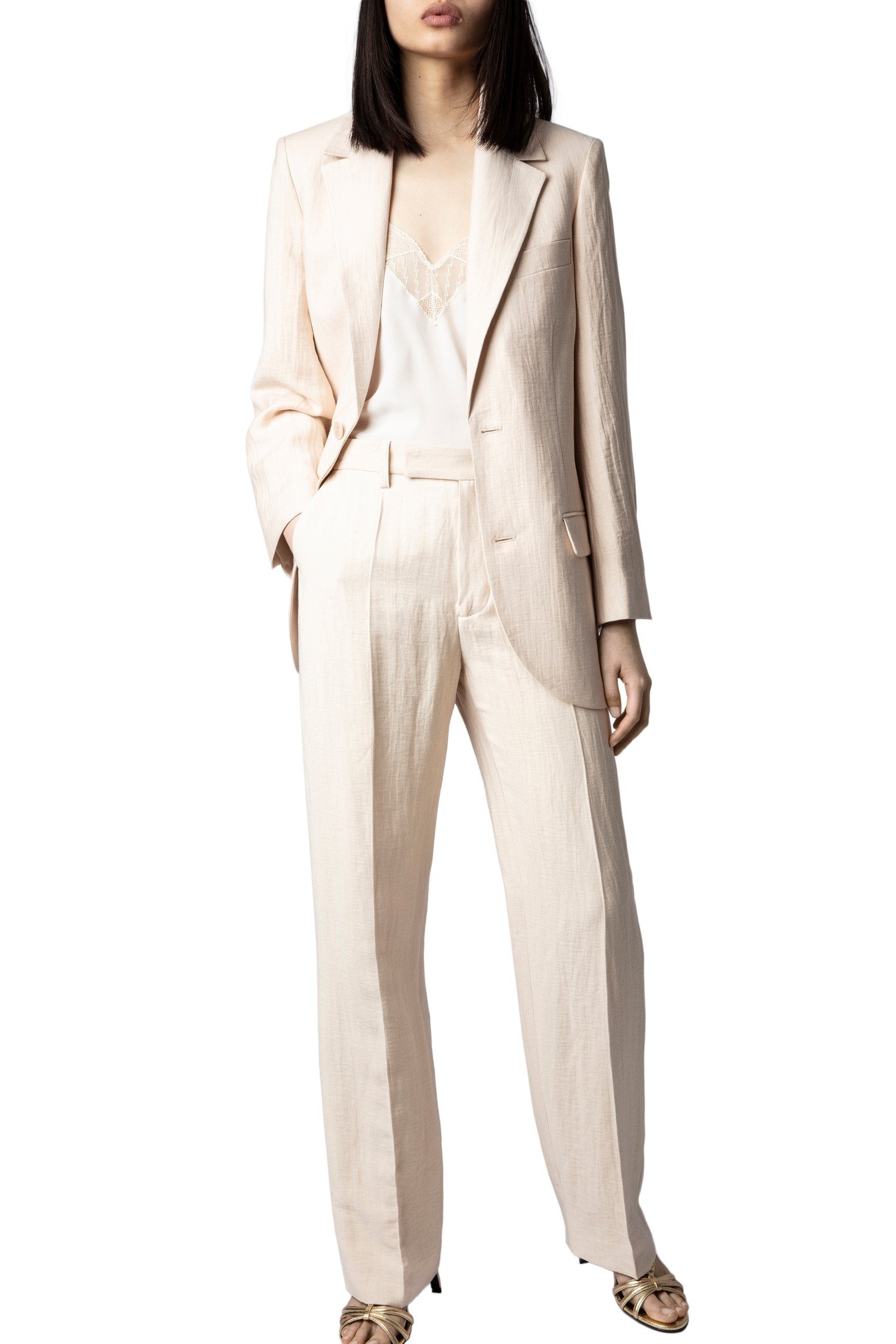 VIOLET TAILLEUR LINEN JACKET POUDRE 5