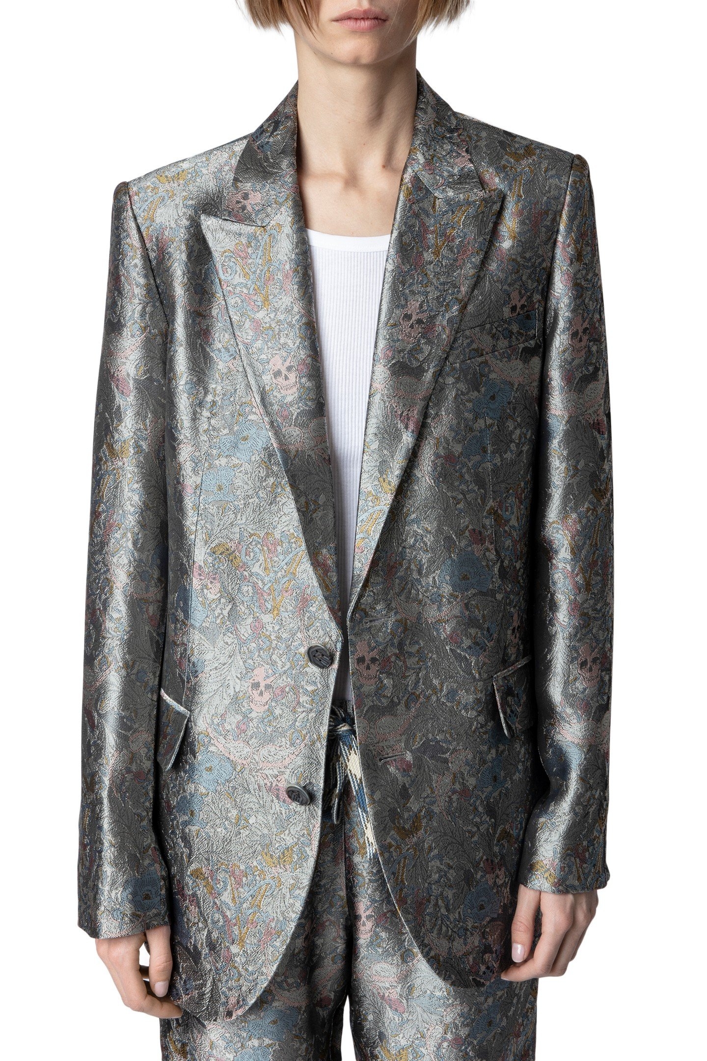 VEGY JACQUARD BRITISH FLOWERS BLAZER KAKI 1