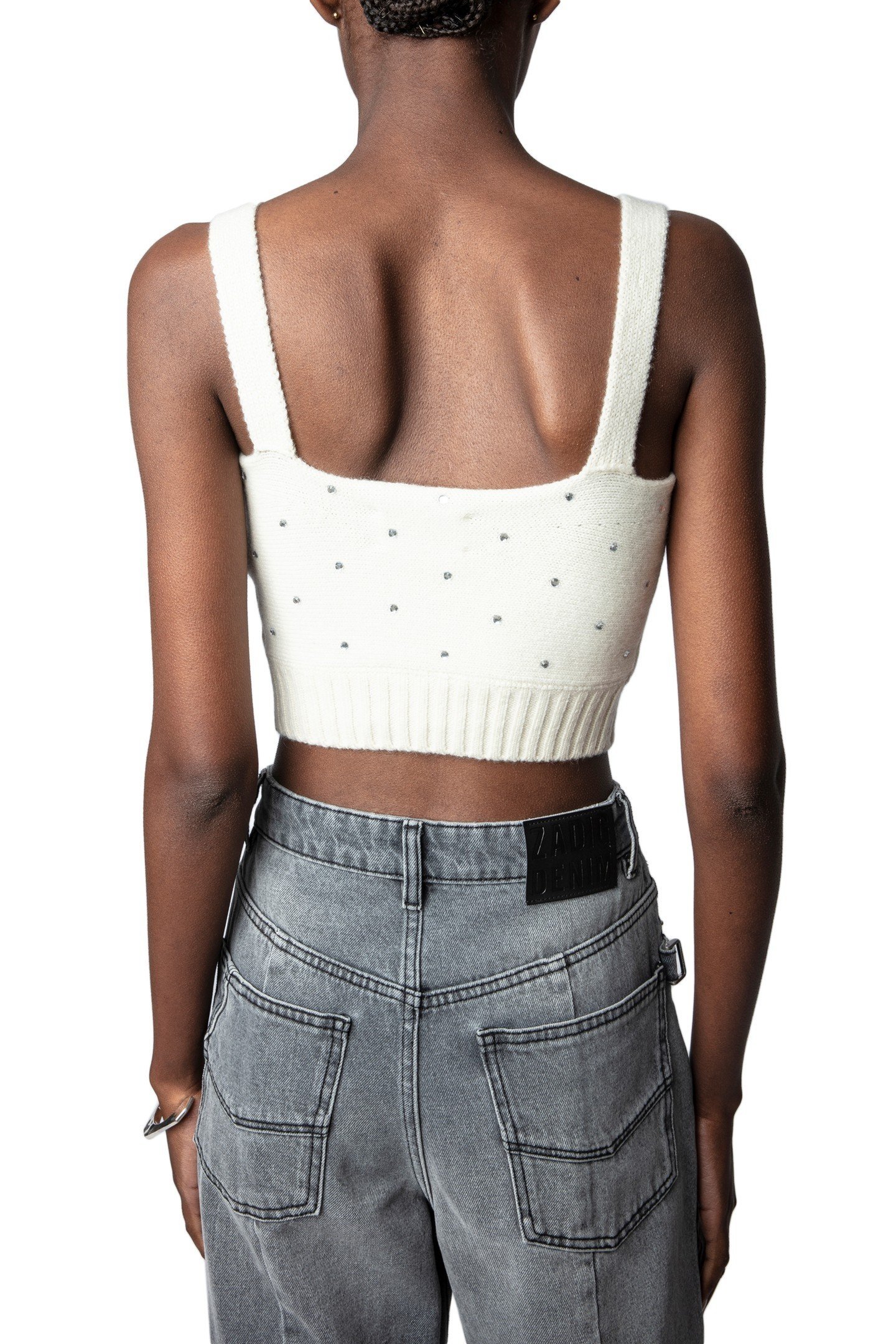 BETTINA CASHMERE WOOL STRASS TOP ECRU 2