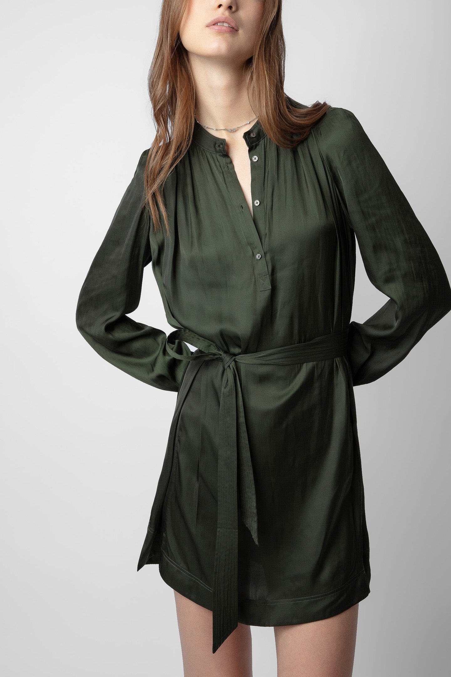 RITCHIN SATIN DRESS KAKI 1