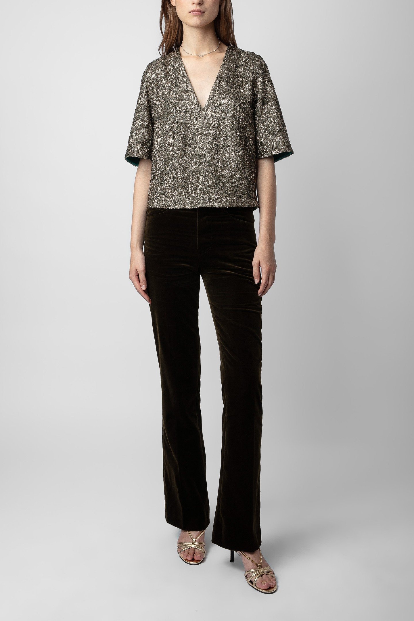 TYTANE SEQUINS STRUCTURED BLOUSE BRONZE 1