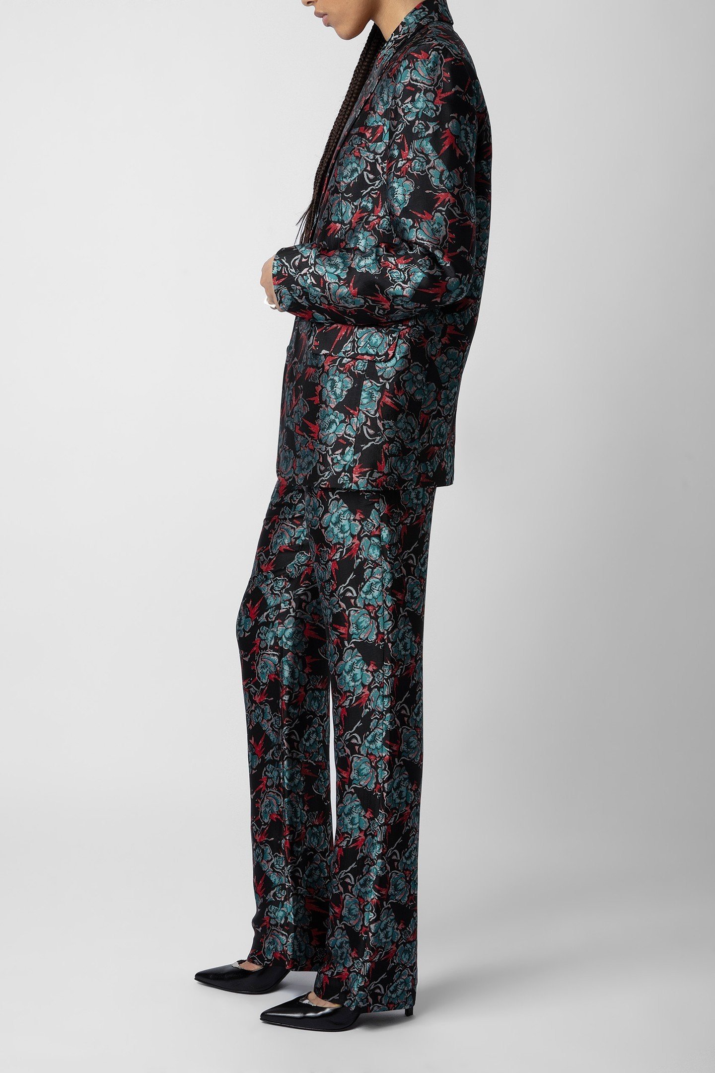 VEGY STRUCTURED FLORAL JACQUARD BLAZER NOIR 4