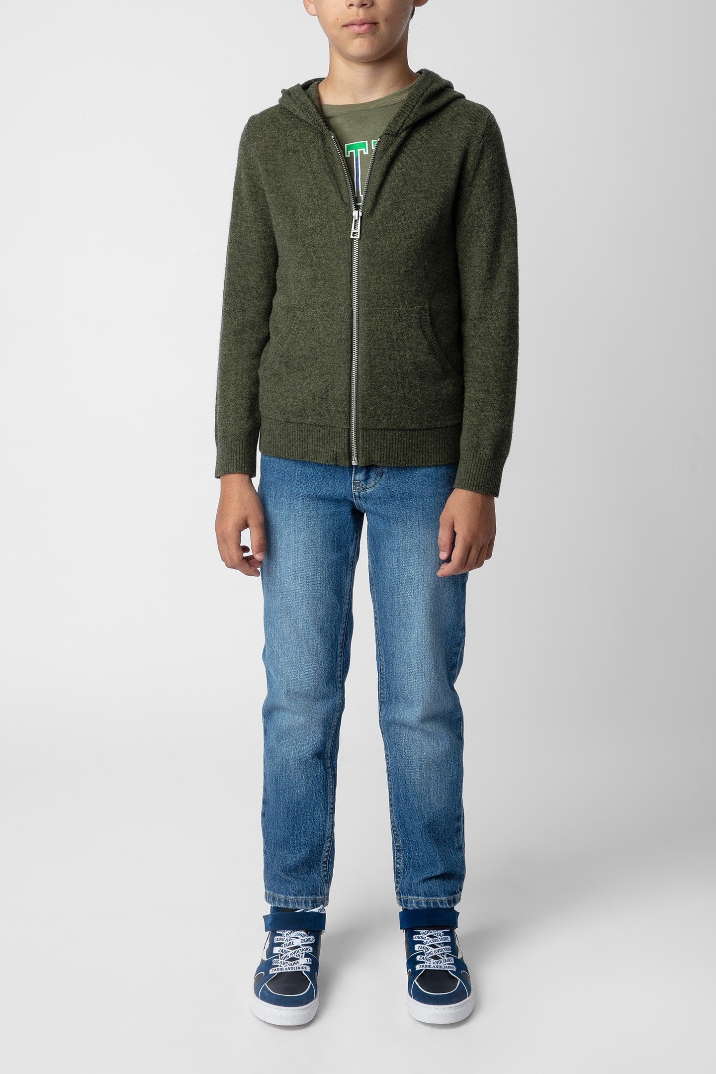 CLASH ZIPPER BOYS CARDIGAN KAKI 2