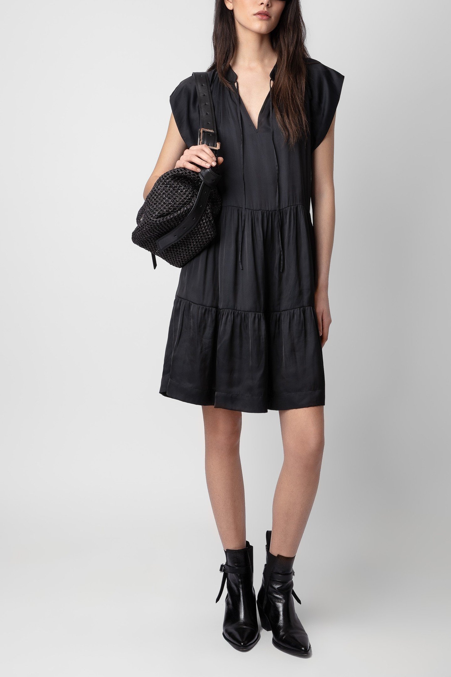 RITO SATIN DRESS NOIR 2