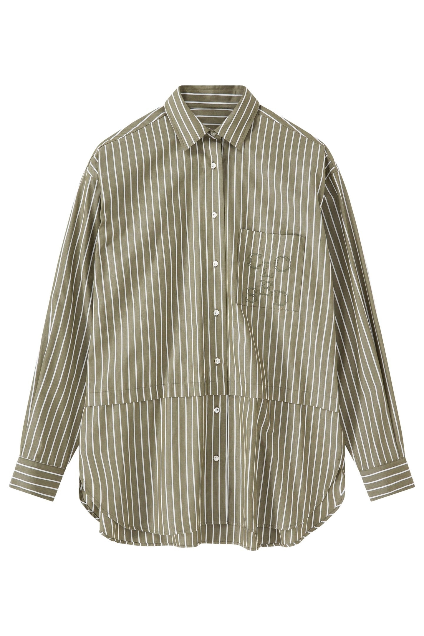 LONG STRIPE BLOUSE SHIRT ARMY GREEN 1