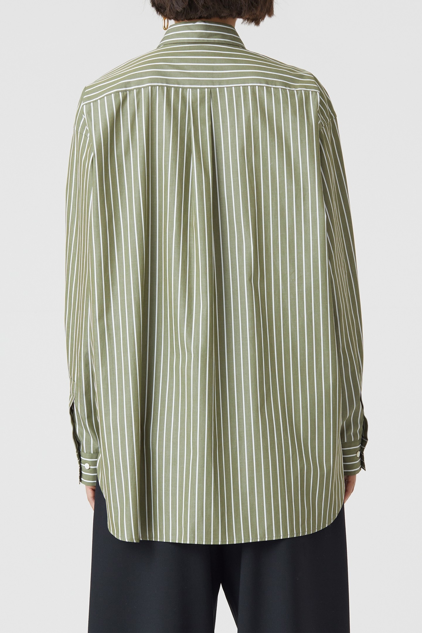 LONG STRIPE BLOUSE SHIRT ARMY GREEN 4