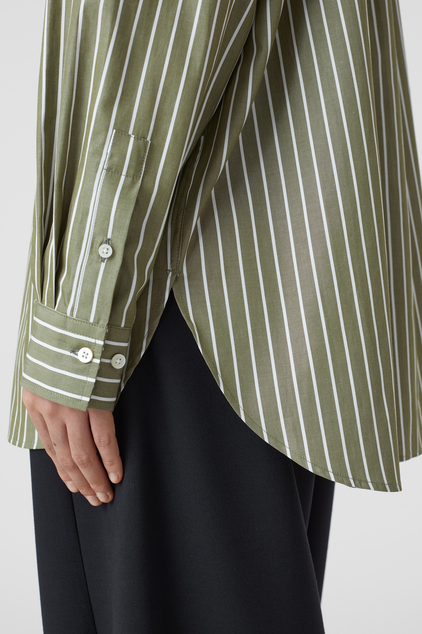 LONG STRIPE BLOUSE SHIRT ARMY GREEN 5