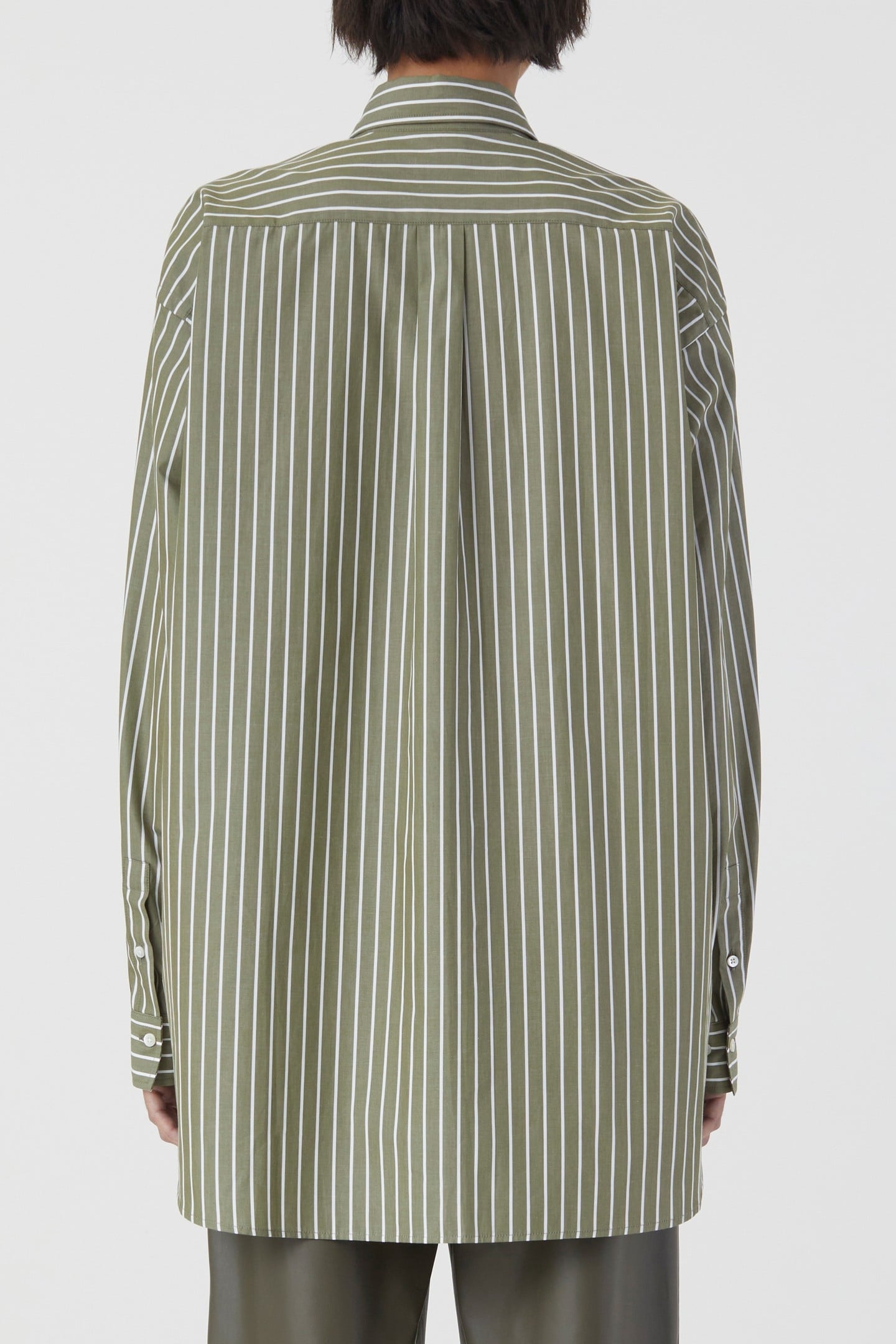 LONG STRIPE BLOUSE SHIRT ARMY GREEN 8