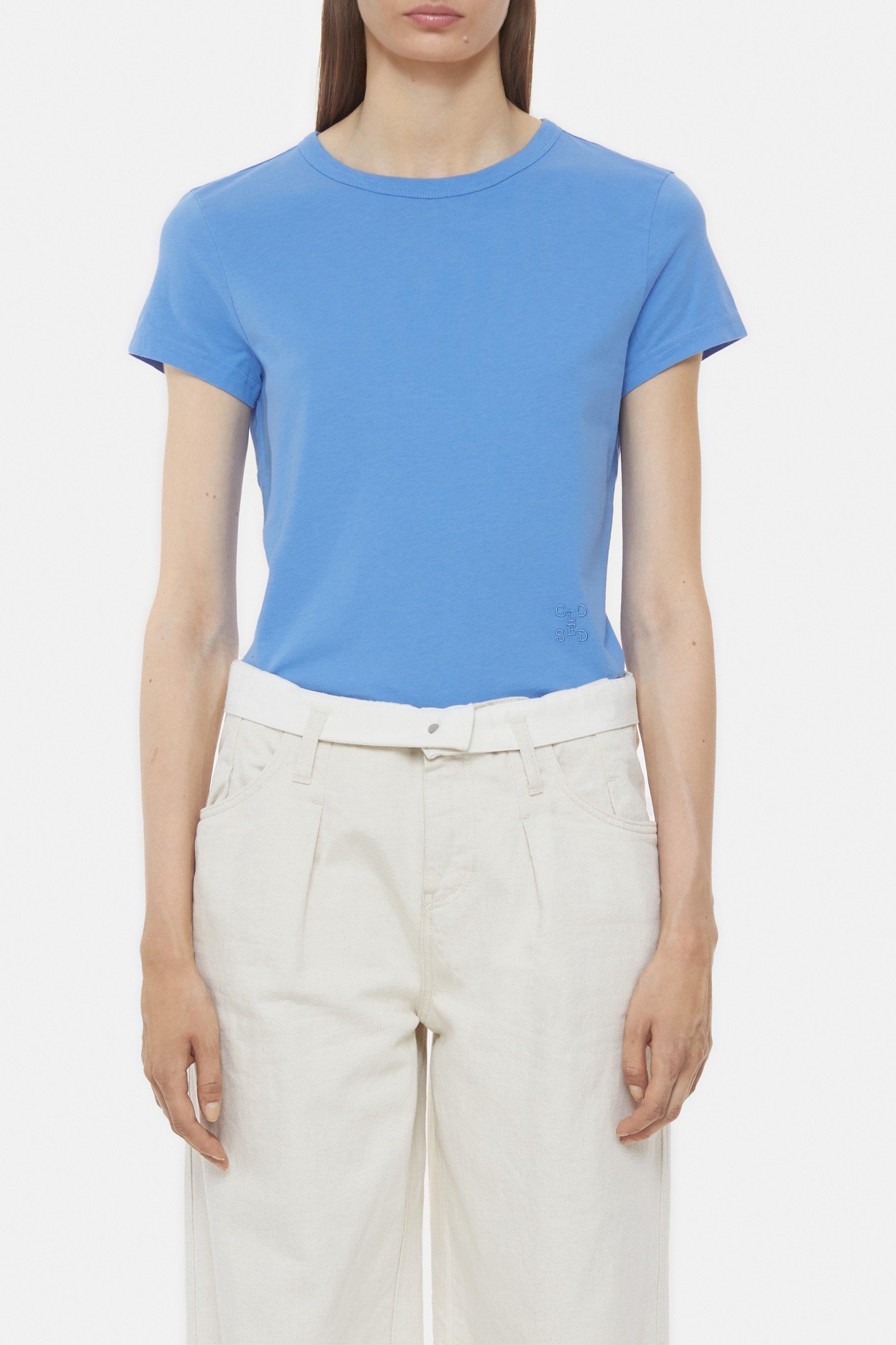 CREW NECK SHORT SLEEVE T-SHIRTS CHAMBRAY BLUE 3