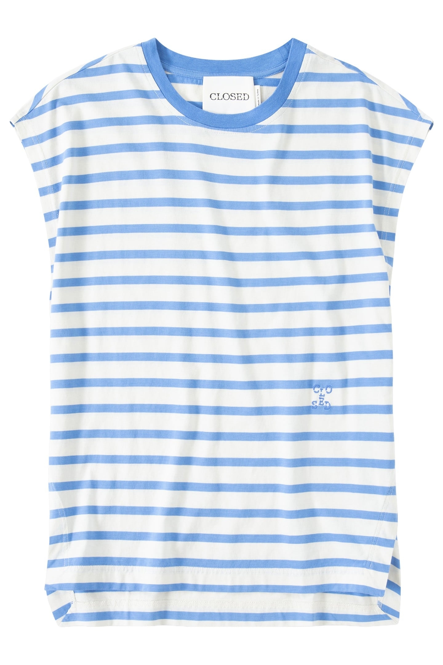 CREW NECK CAP SLEEVE T-SHIRTS CHAMBRAY BLUE 1