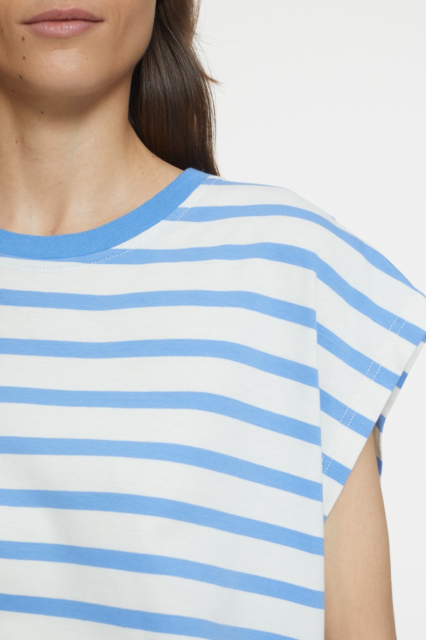 CREW NECK CAP SLEEVE T-SHIRTS CHAMBRAY BLUE 5