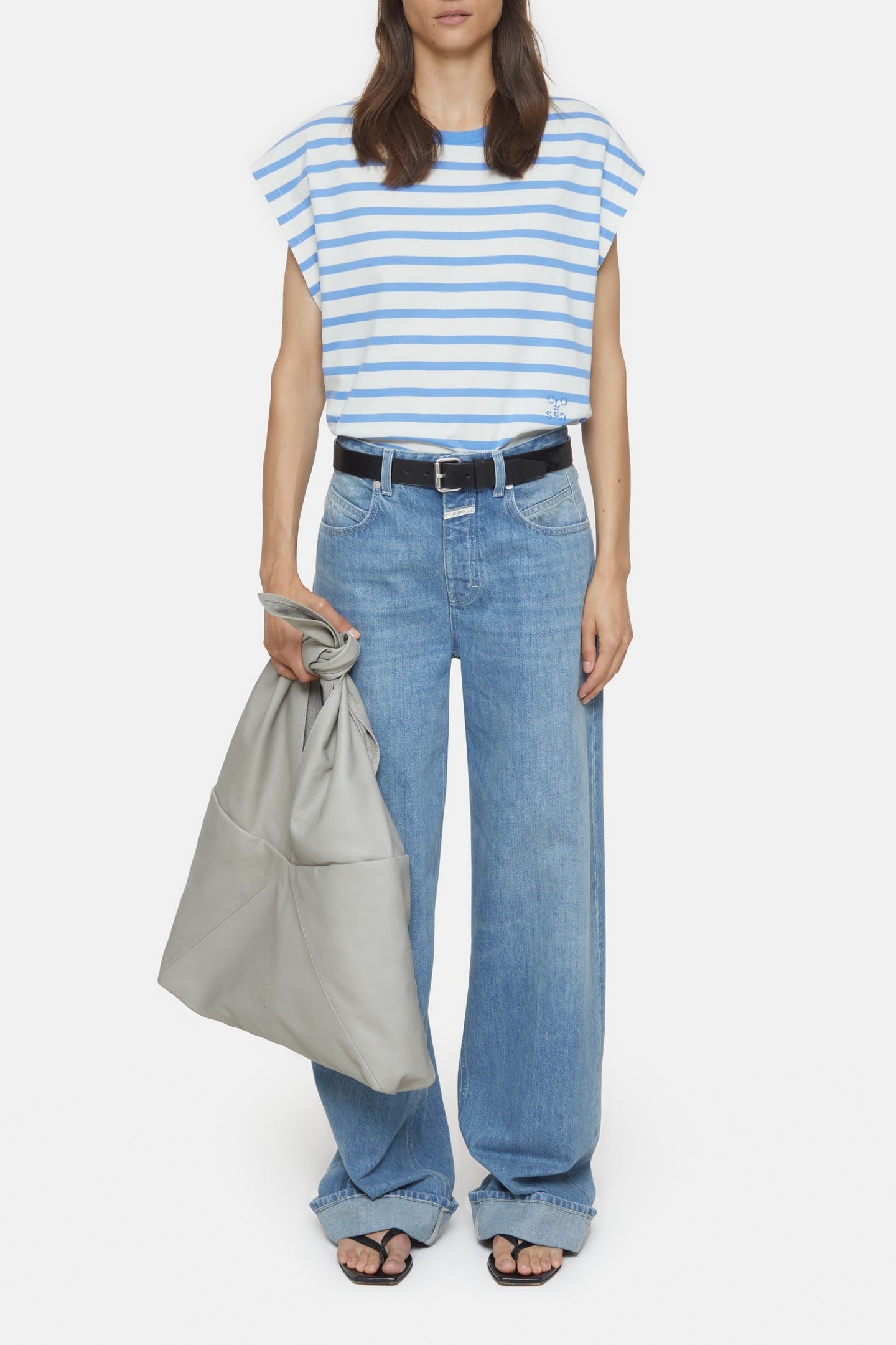 CREW NECK CAP SLEEVE T-SHIRTS CHAMBRAY BLUE 6