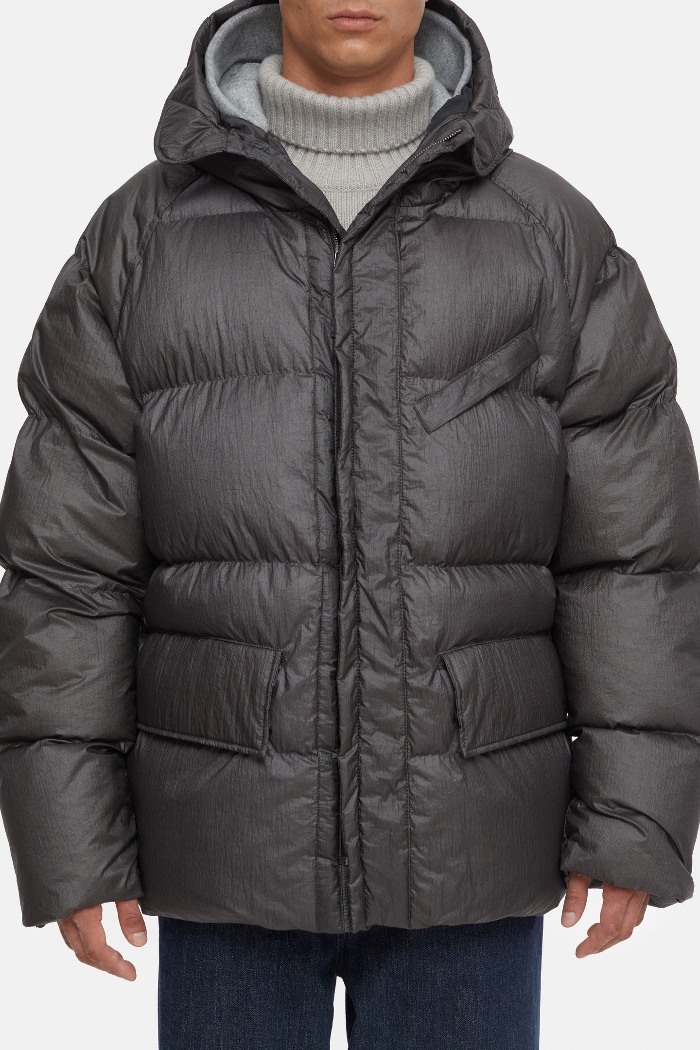 SHORTER PUFFER COAT JACKET CHARCOAL 4