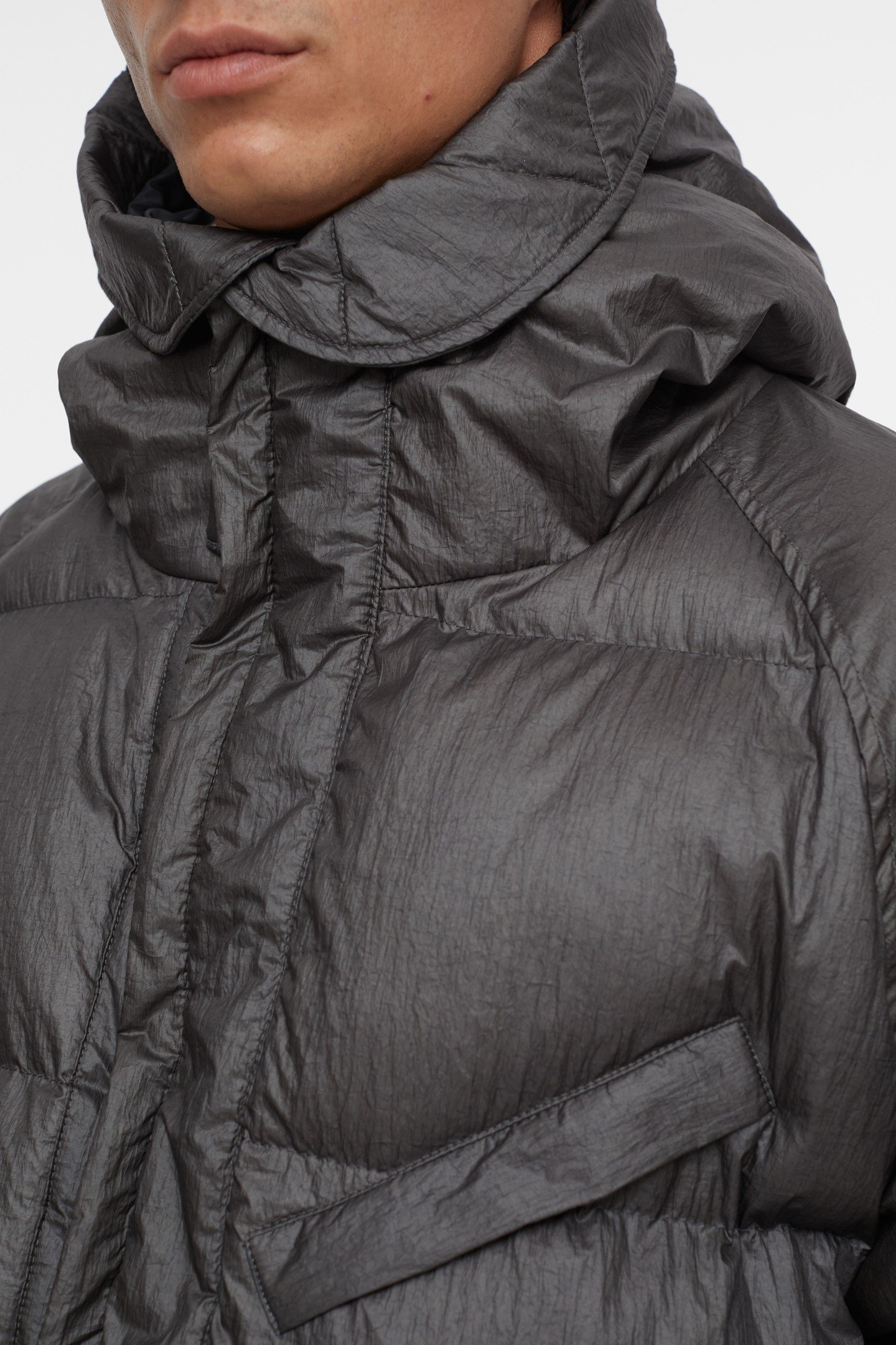 SHORTER PUFFER COAT JACKET CHARCOAL 6