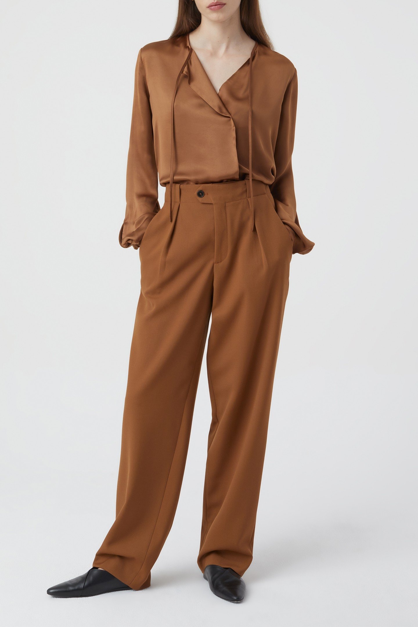 SILK LONG BLOUSE SHIRT AUBURN 2