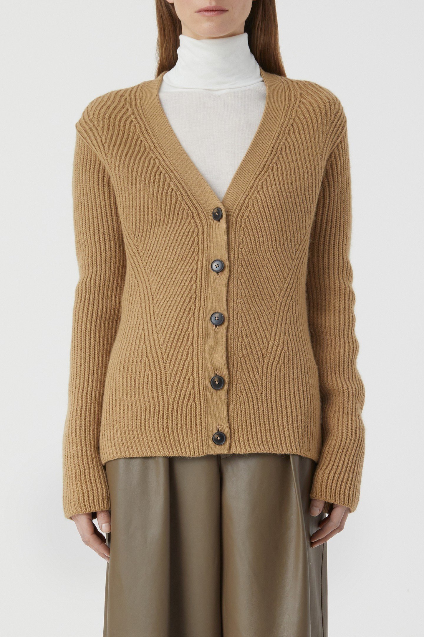 V CARDIGAN LONG SLEEVE KNITS DRIED TABACO 6