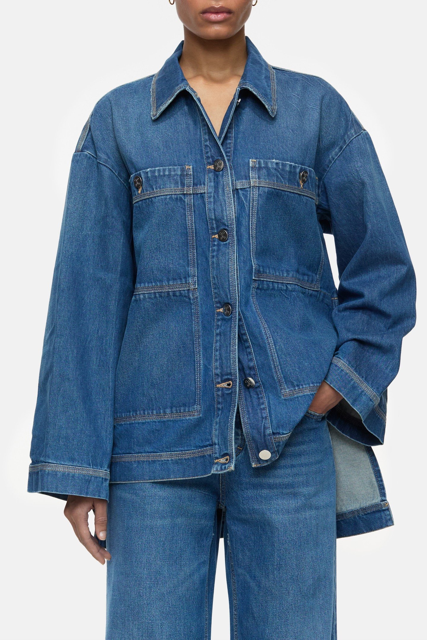 BLOUSE WITH SIDELONG STRAPS SHIRTS & BLOUSES MID BLUE 3