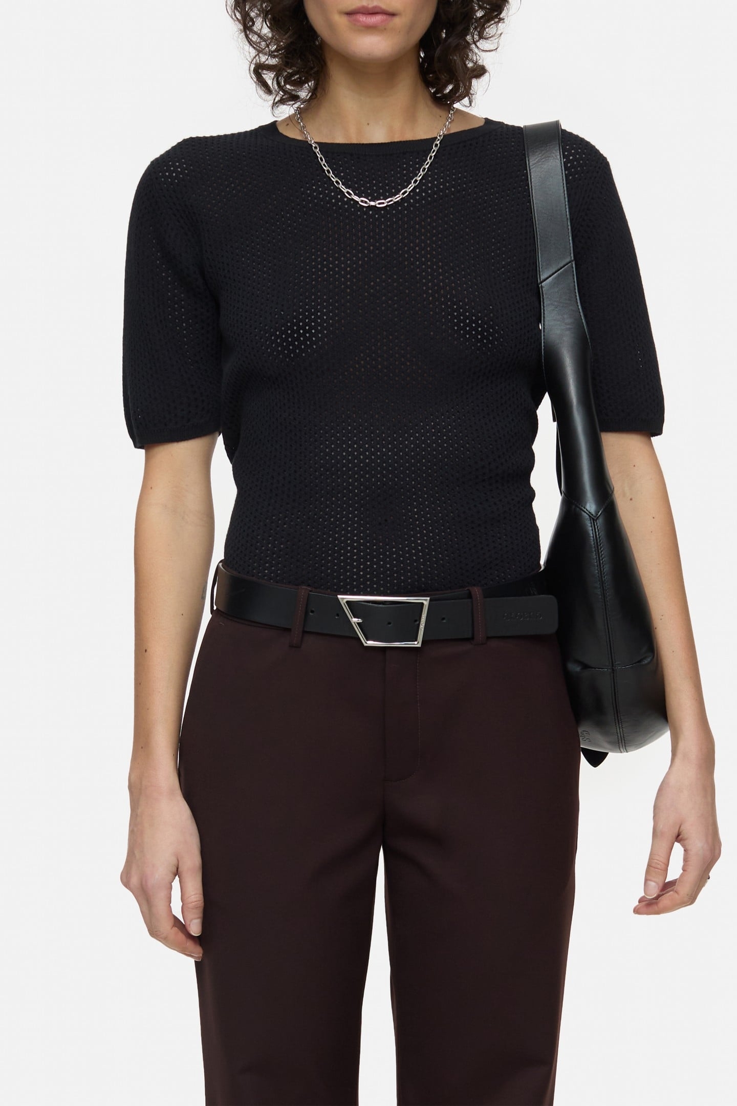 CREW NECK SHORT SLEEVE KNITS BLACK 1