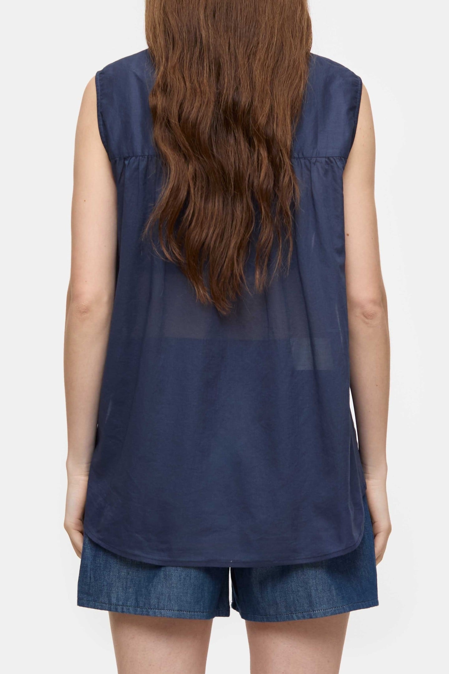 TOP WITH GATHERING SHIRTS & BLOUSES SPACE BLUE 3