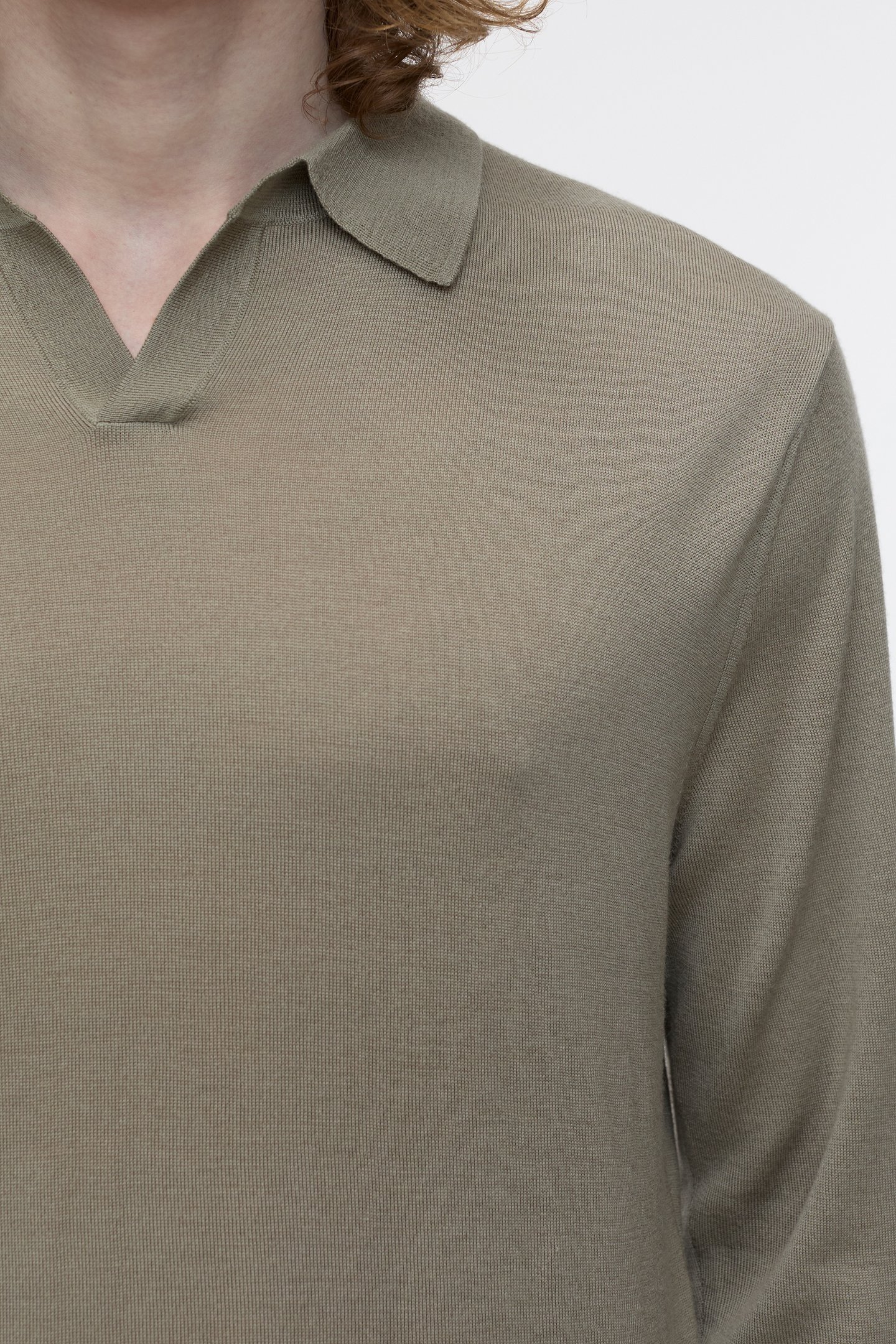 LONG SLEEVE POLO KNITS NATURAL LINEN 4