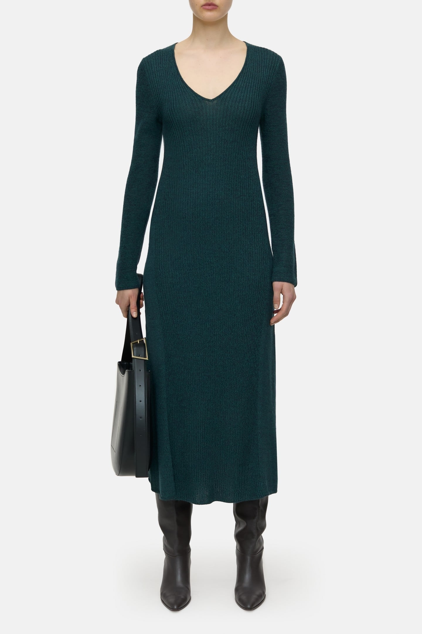 LONG SLEEVE RIB DRESS PINI GREEN 3