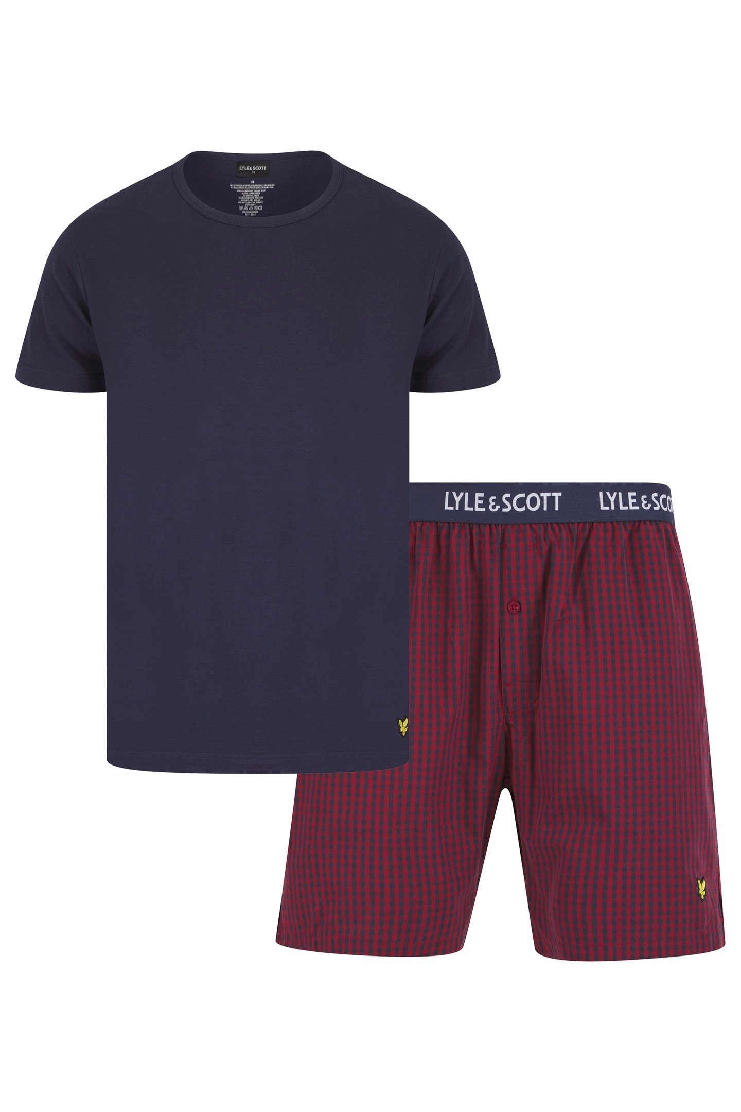 KYLE SHORT SLEEVE TEE AND WOVEN SHORT SLEEP SET PEACOAT/RUNY 1