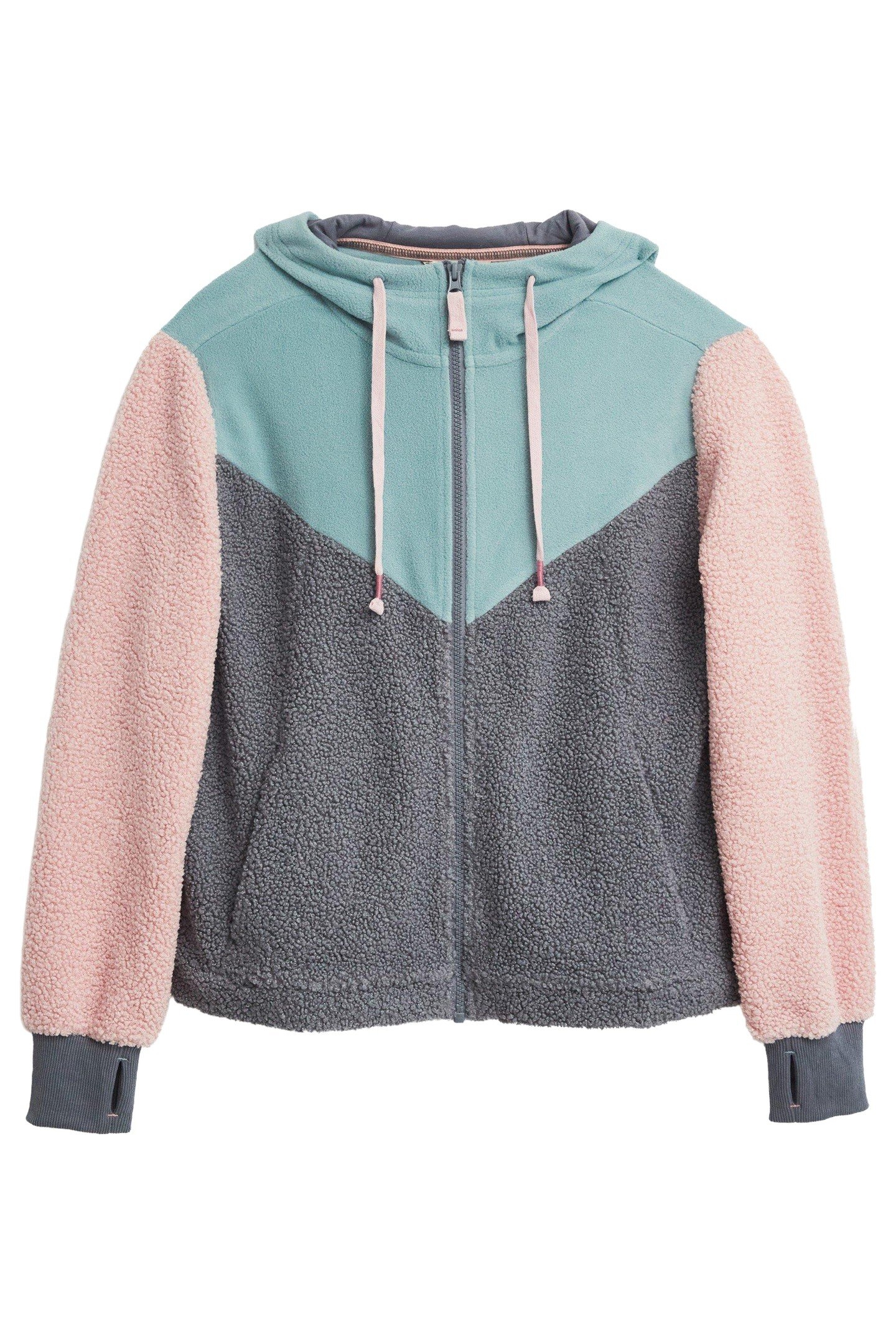 COLOURBLOCK BORG HOODIE BLUE MULTI 1