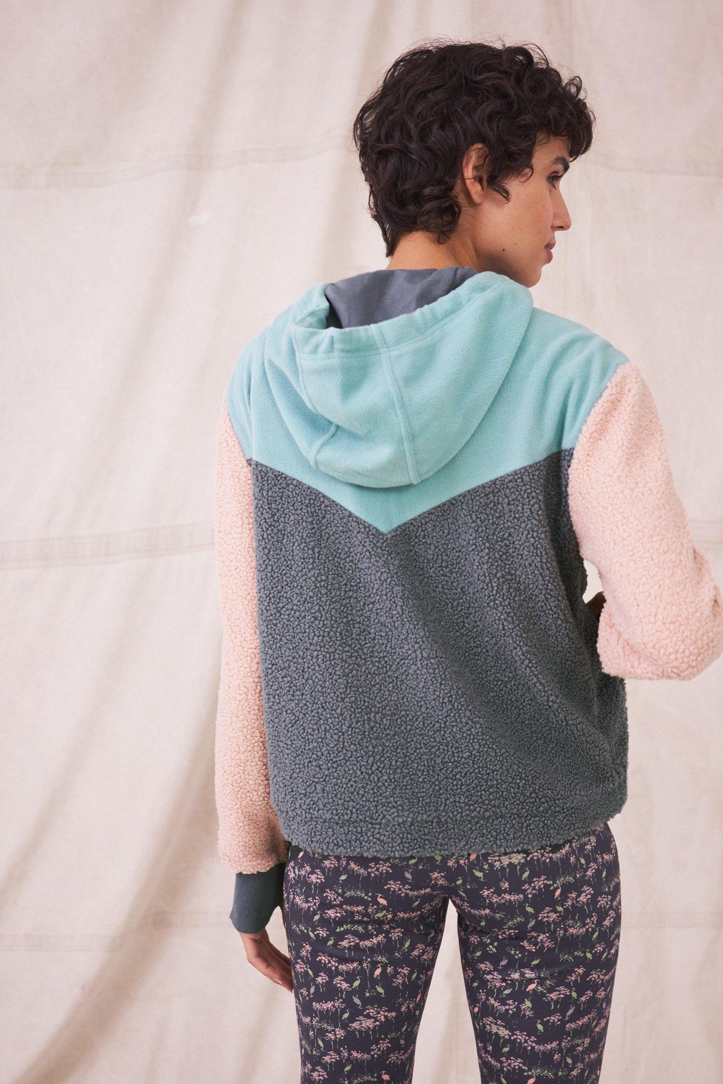 COLOURBLOCK BORG HOODIE BLUE MULTI 3