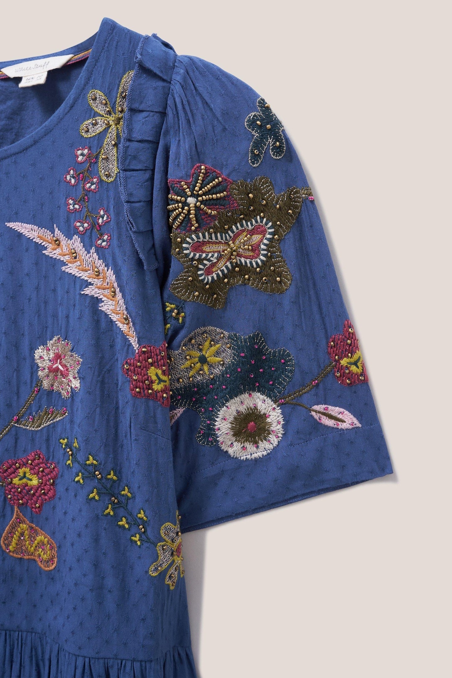 PIPPA EMBROIDERED MIDI DRESS BLUE MULTI 4