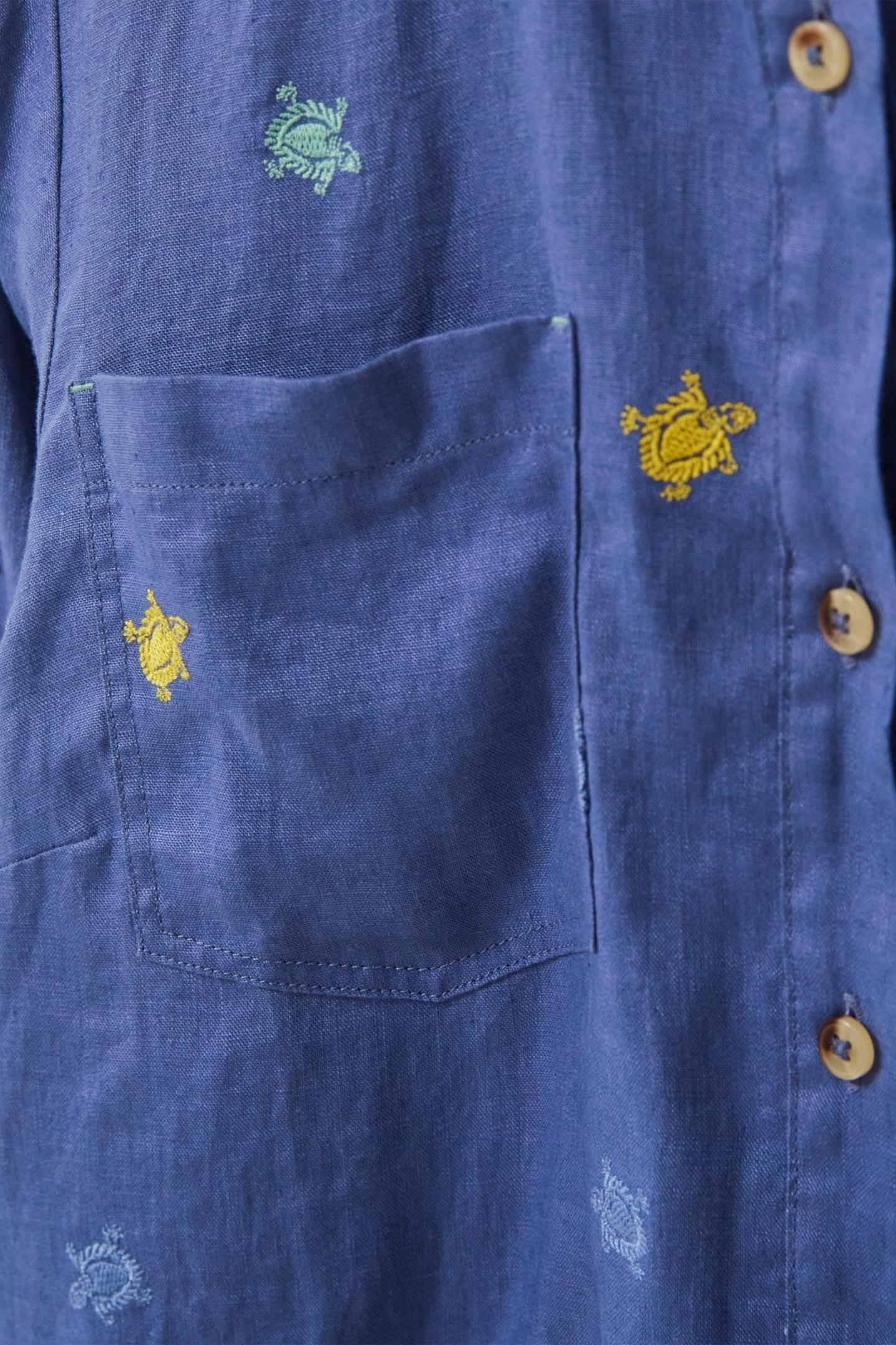 LAYLA EMB LINEN SHIRT BLUE MULTI 4