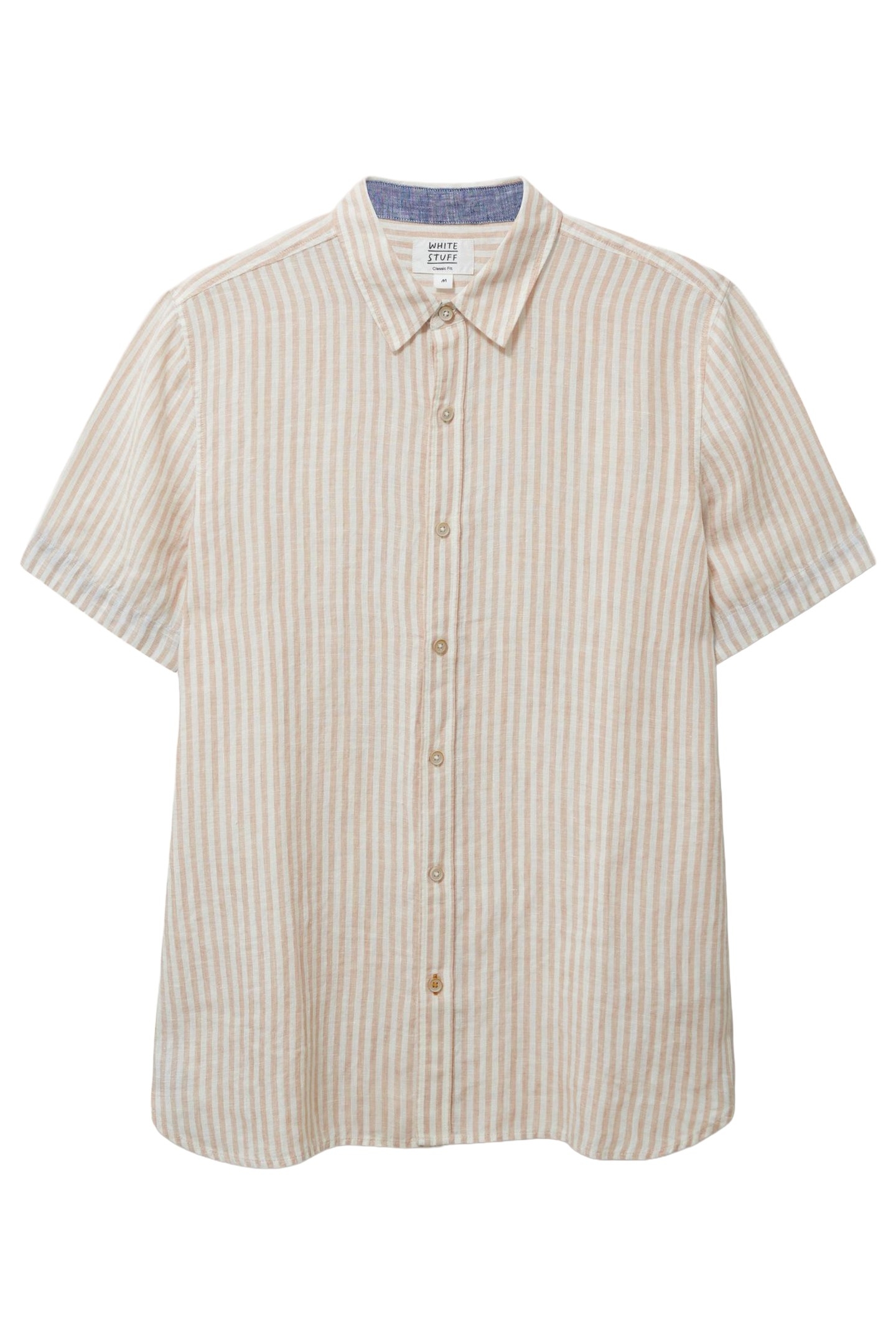 PEMBROKE SS STRIPE LINEN SHIRT DUSTY PINK 3