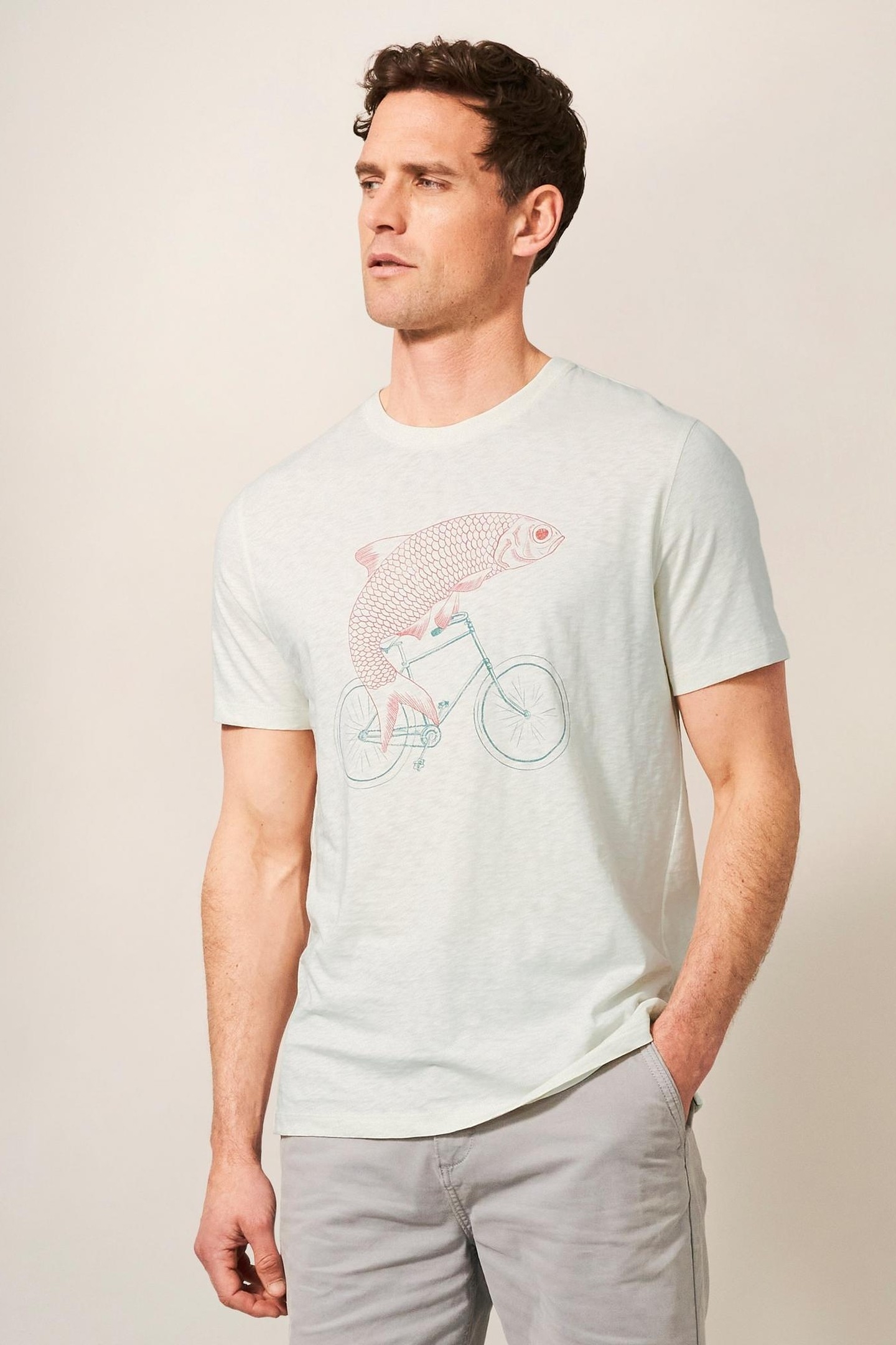 FISH ON A BIKE GRAPHIC TEE NATURAL WHITE 2