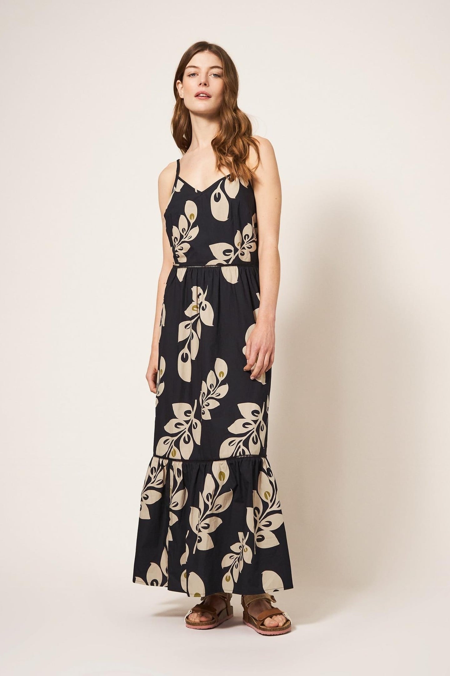 SKYLAR COTTON MAXI DRESS BLACK MULTI 1