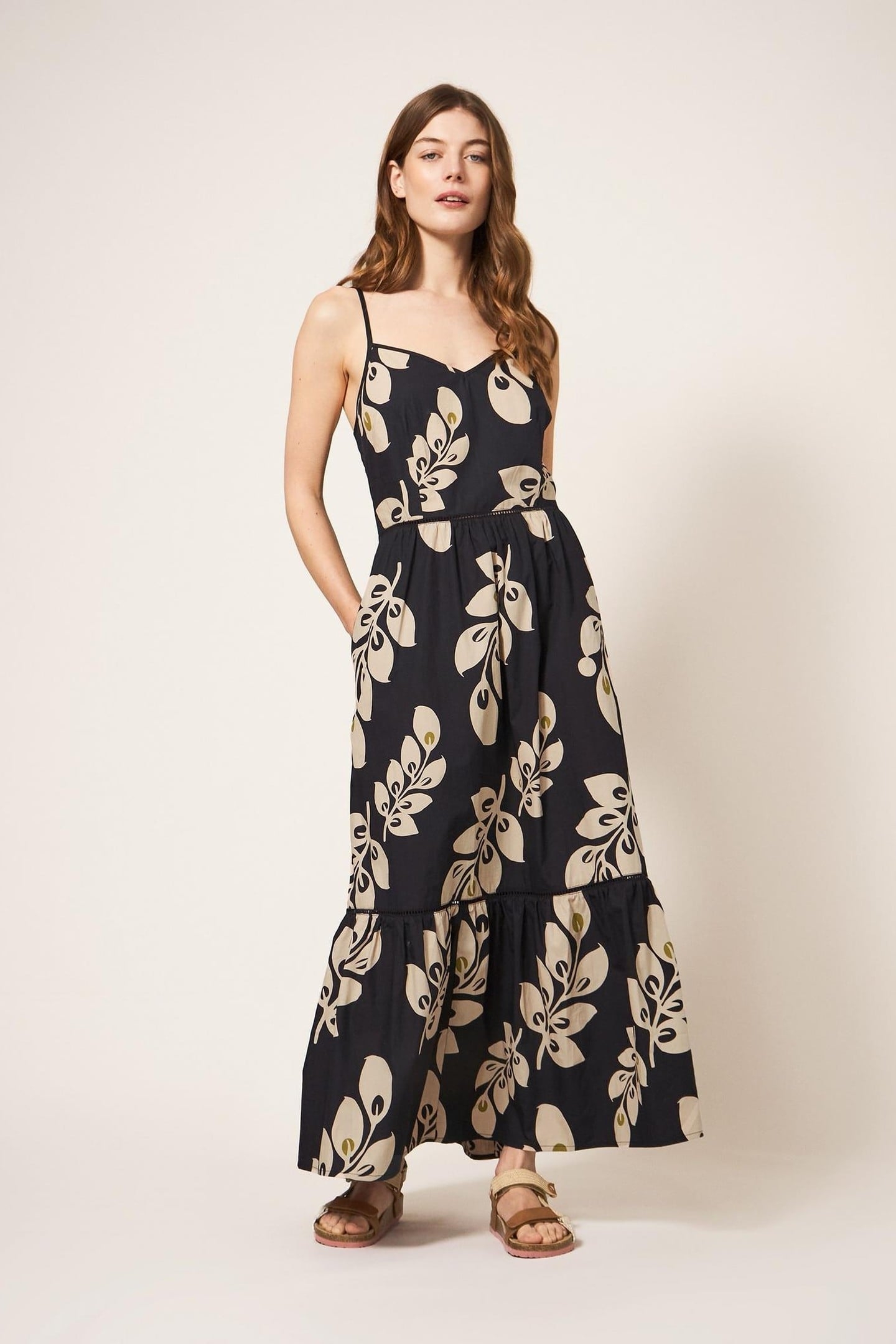 SKYLAR COTTON MAXI DRESS BLACK MULTI 2