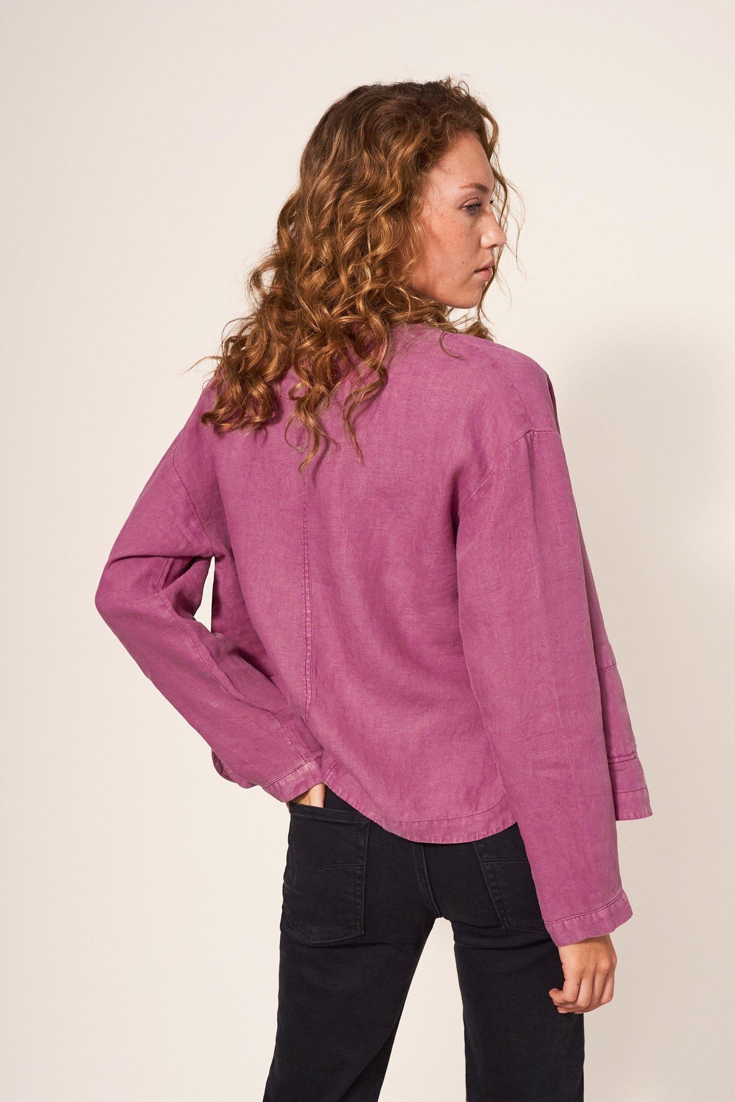 TALLULAH LINEN JACKET DUSTY PINK 2