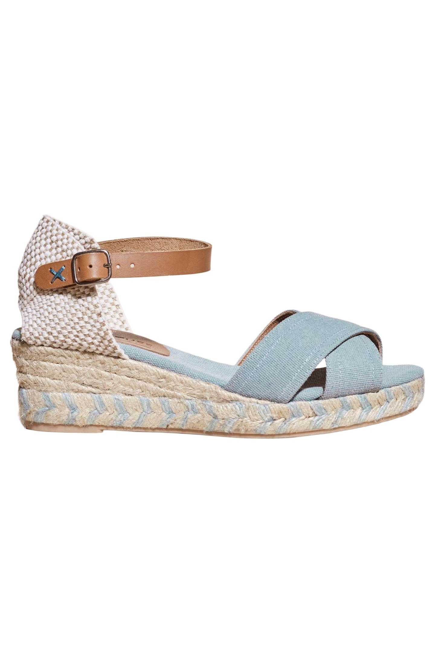 ESPADRILLE CANVAS OPEN WEDGE CHAMBRAY BLUE 1