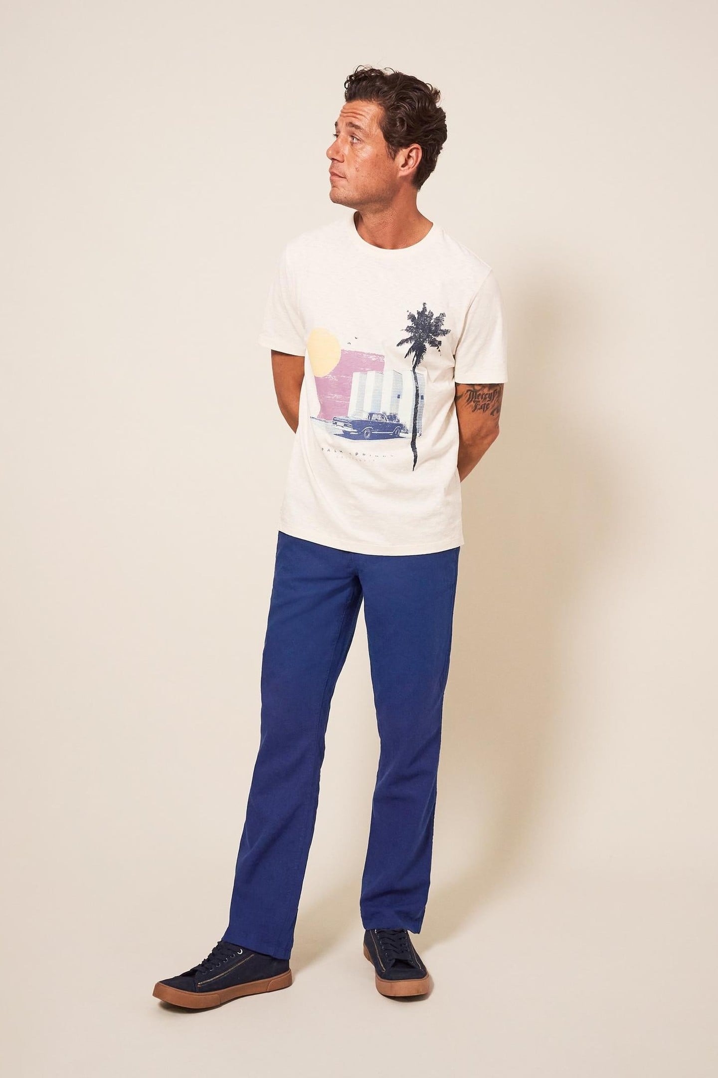 LINEN BLEND TROUSER DARK NAVY 2