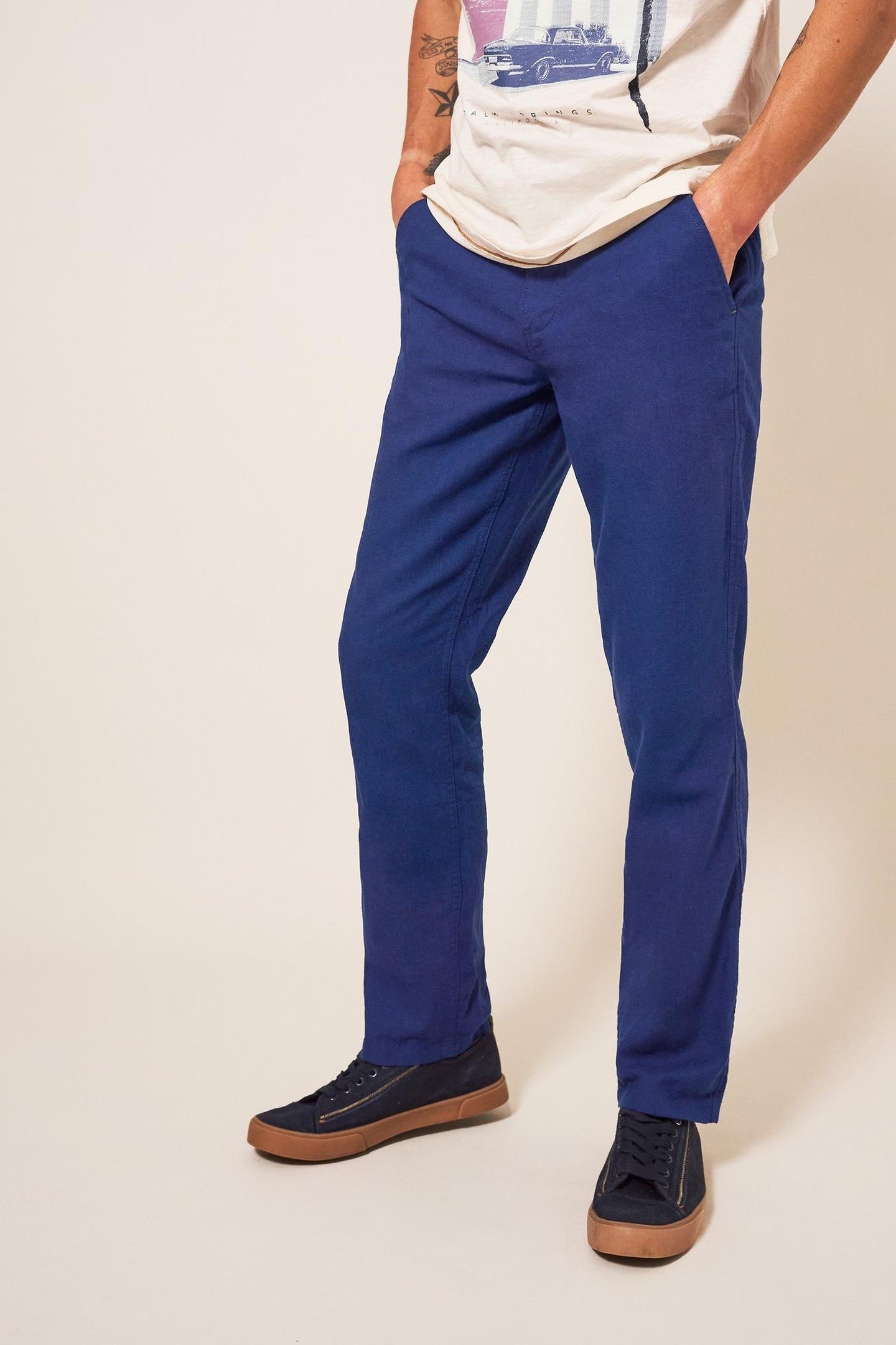 LINEN BLEND TROUSER DARK NAVY 1