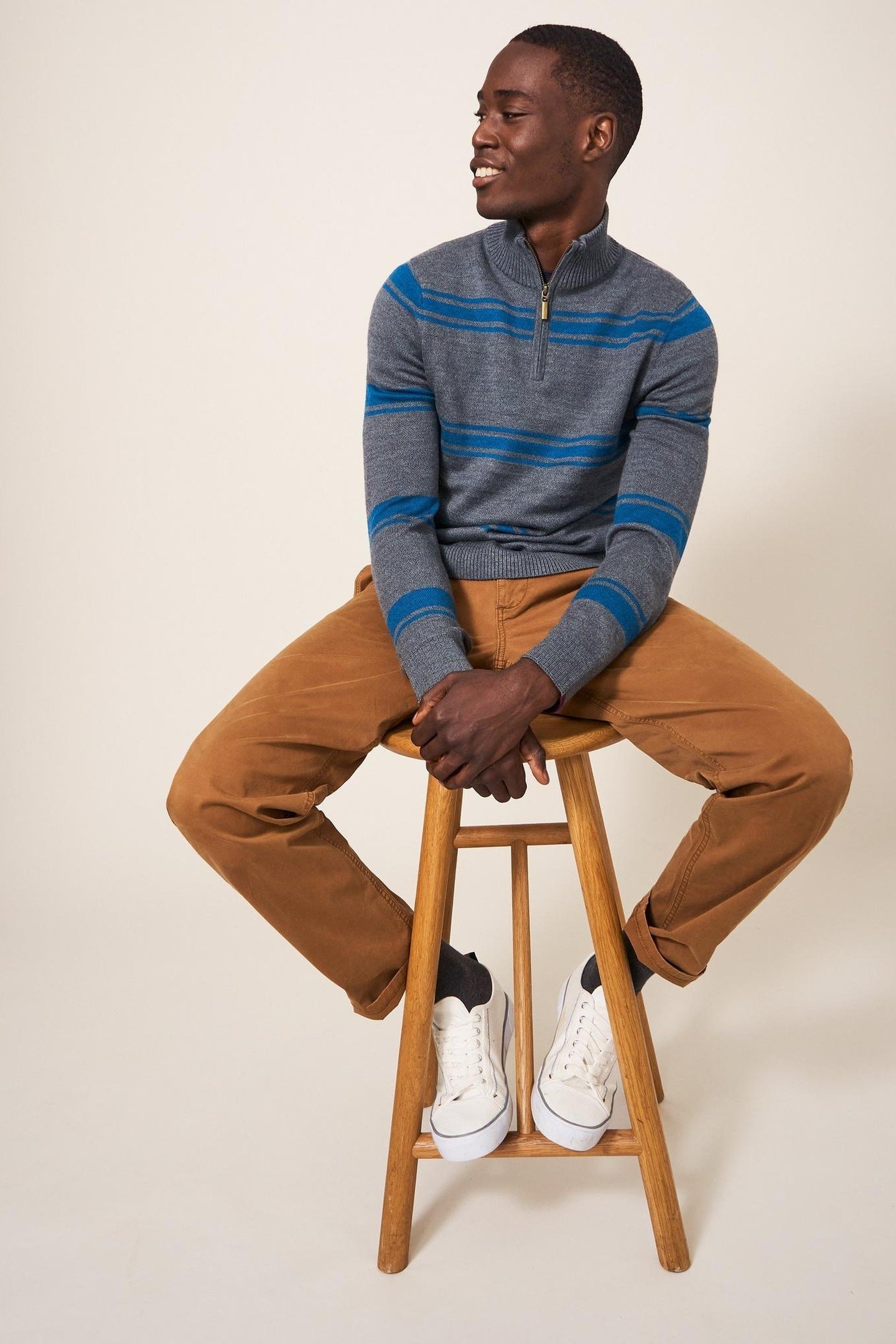 NEWPORT MERINO STRIPE FUNNEL CHARCOAL GREY 4