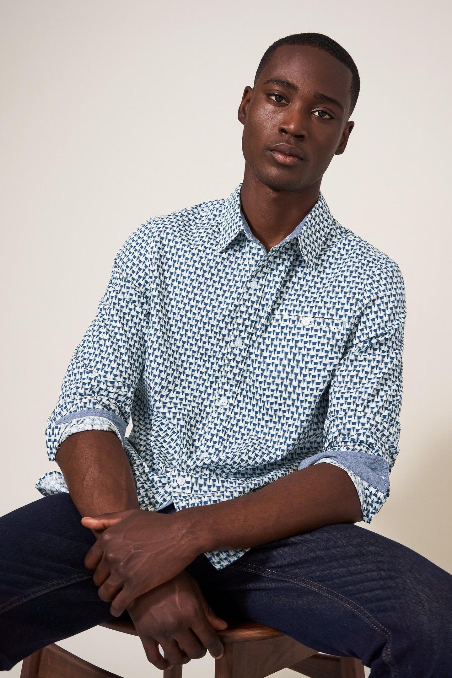 GEO ABSTRACT PRINTED SHIRT BLUE PRINT 2