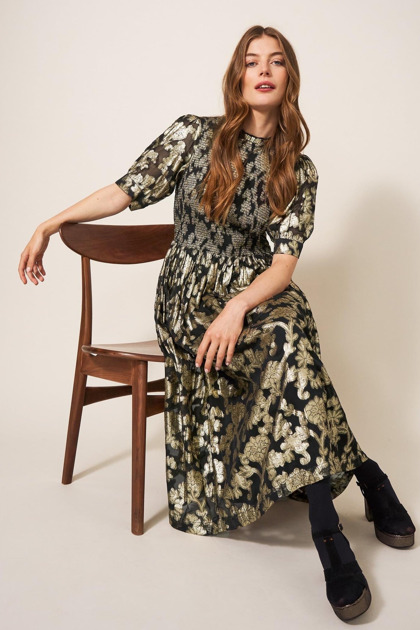 WREN METALLIC JACQUARD DRESS BLACK MULTI 2