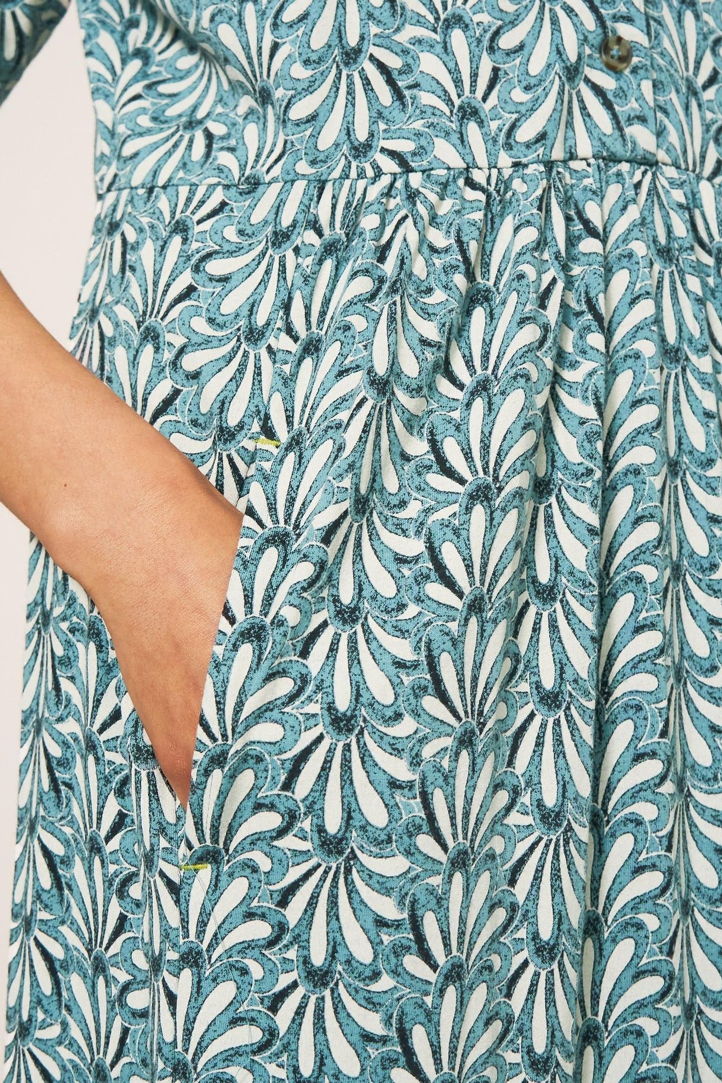 NAYA JERSEY DRESS TEAL PRINT 3