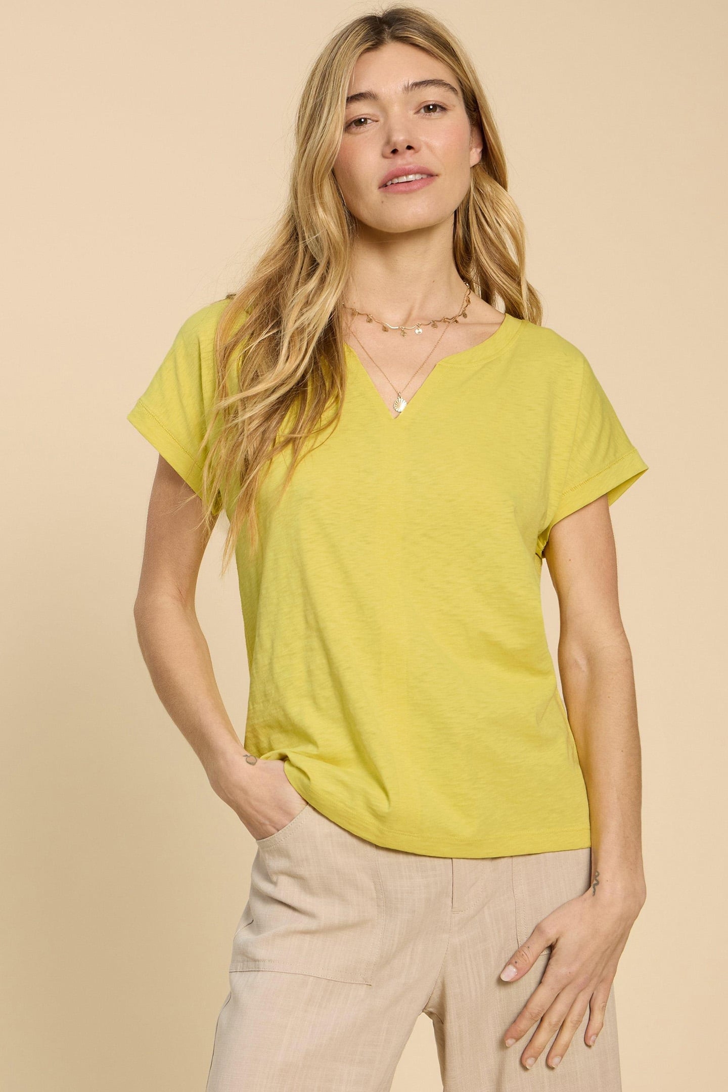 NELLY NOTCH NECK TEE LIGHT PINK 6